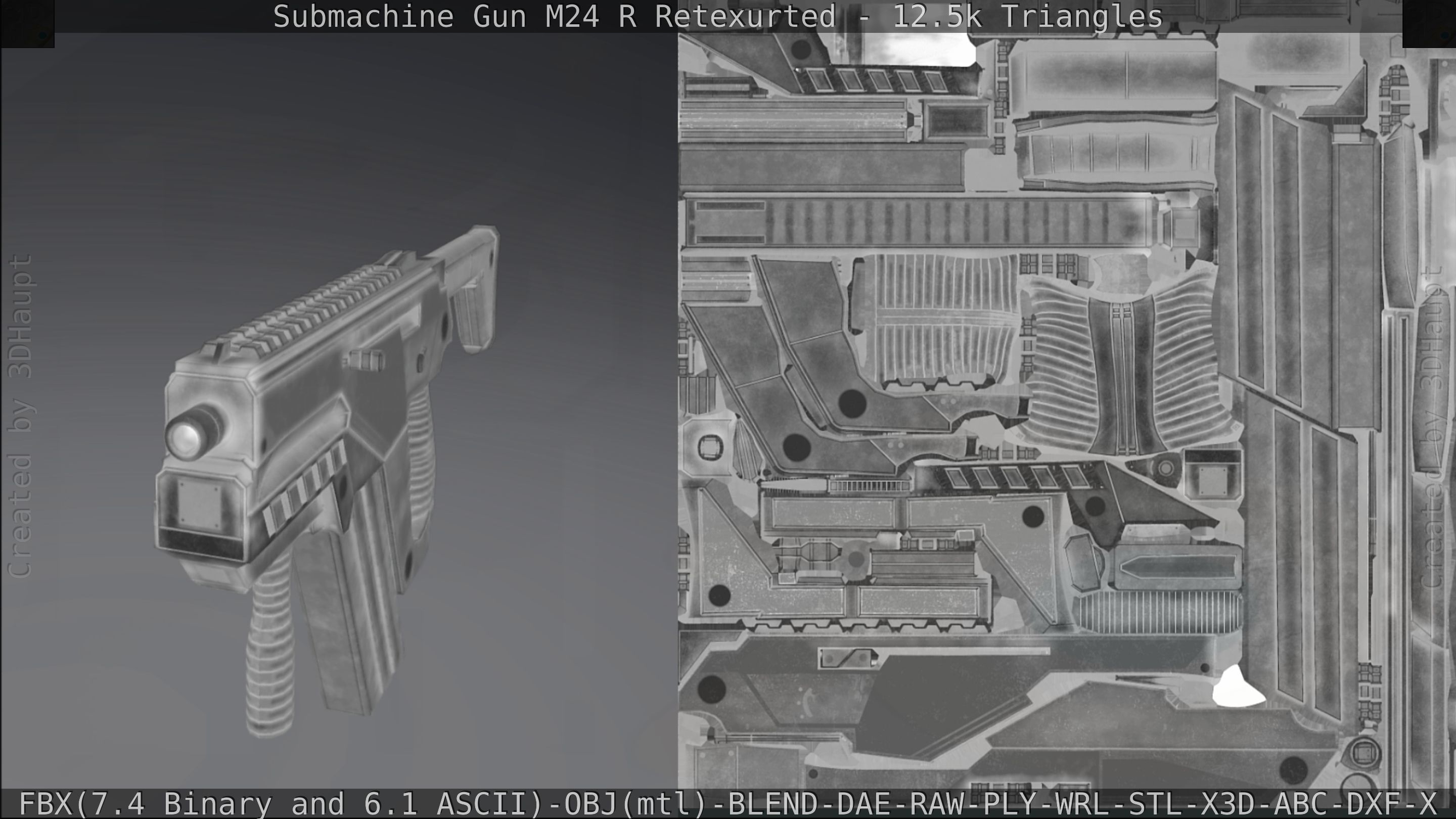 Submachine Gun M24 R Retexurted Low-poly 3D model_283