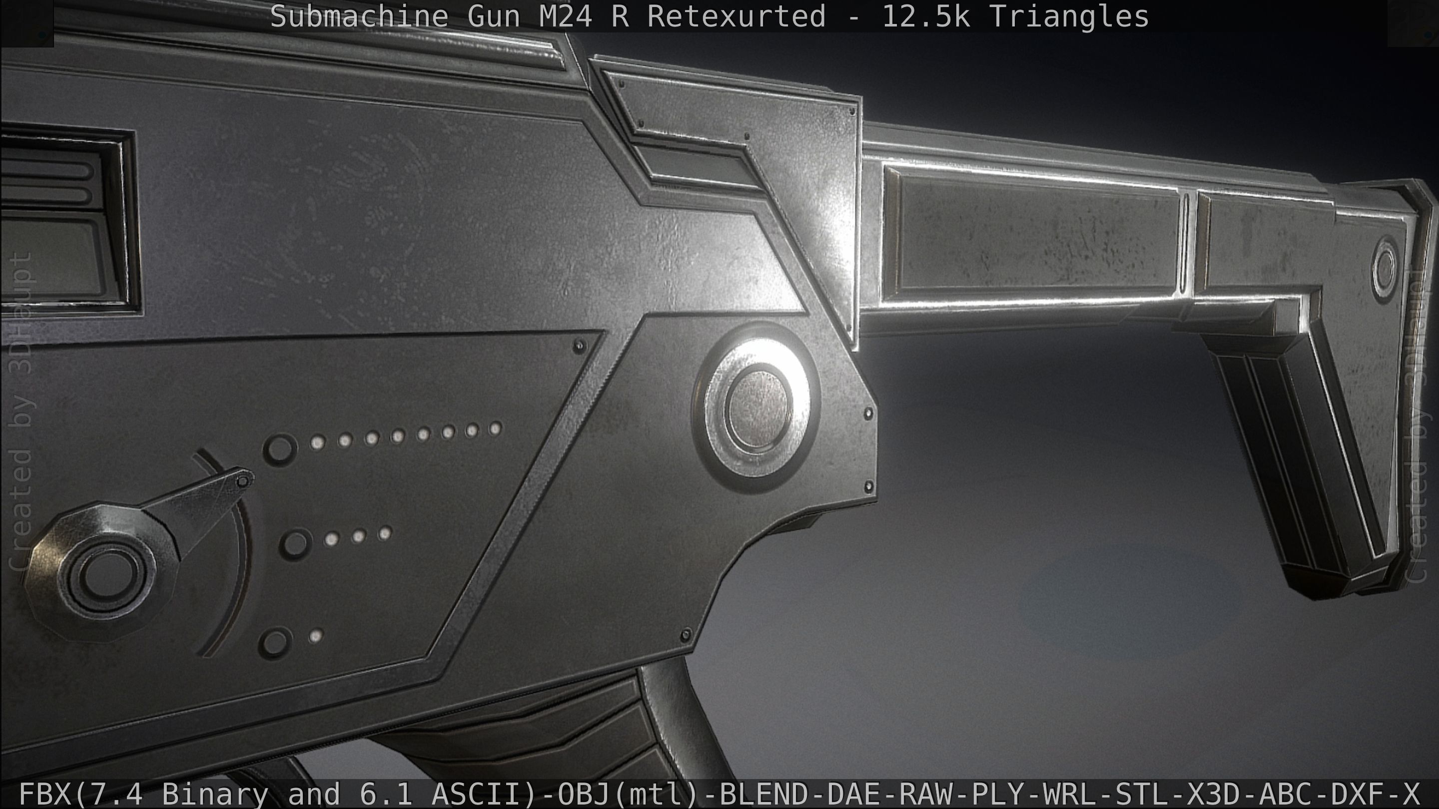 Submachine Gun M24 R Retexurted Low-poly 3D model_131