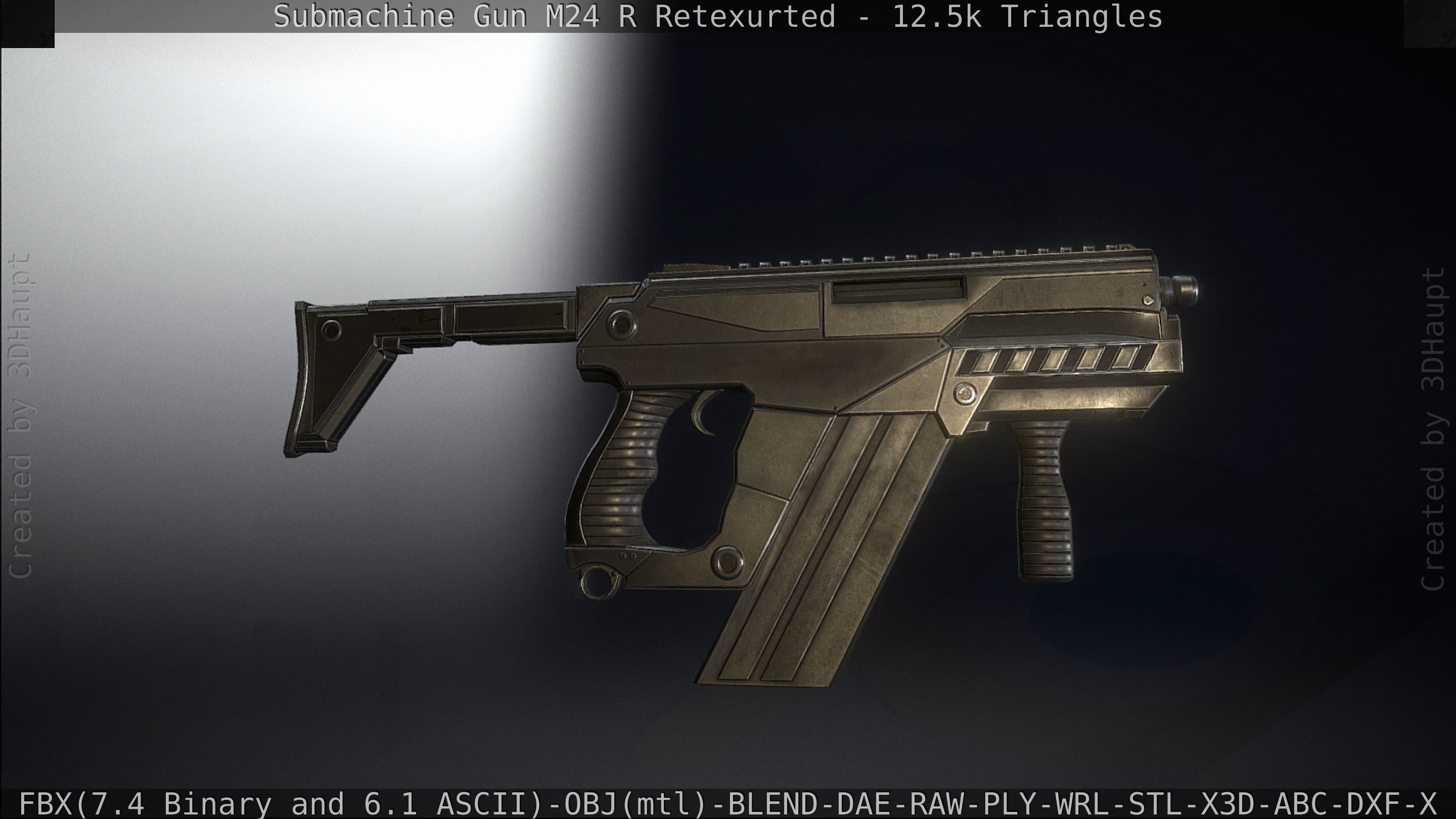 Submachine Gun M24 R Retexurted Low-poly 3D model_116