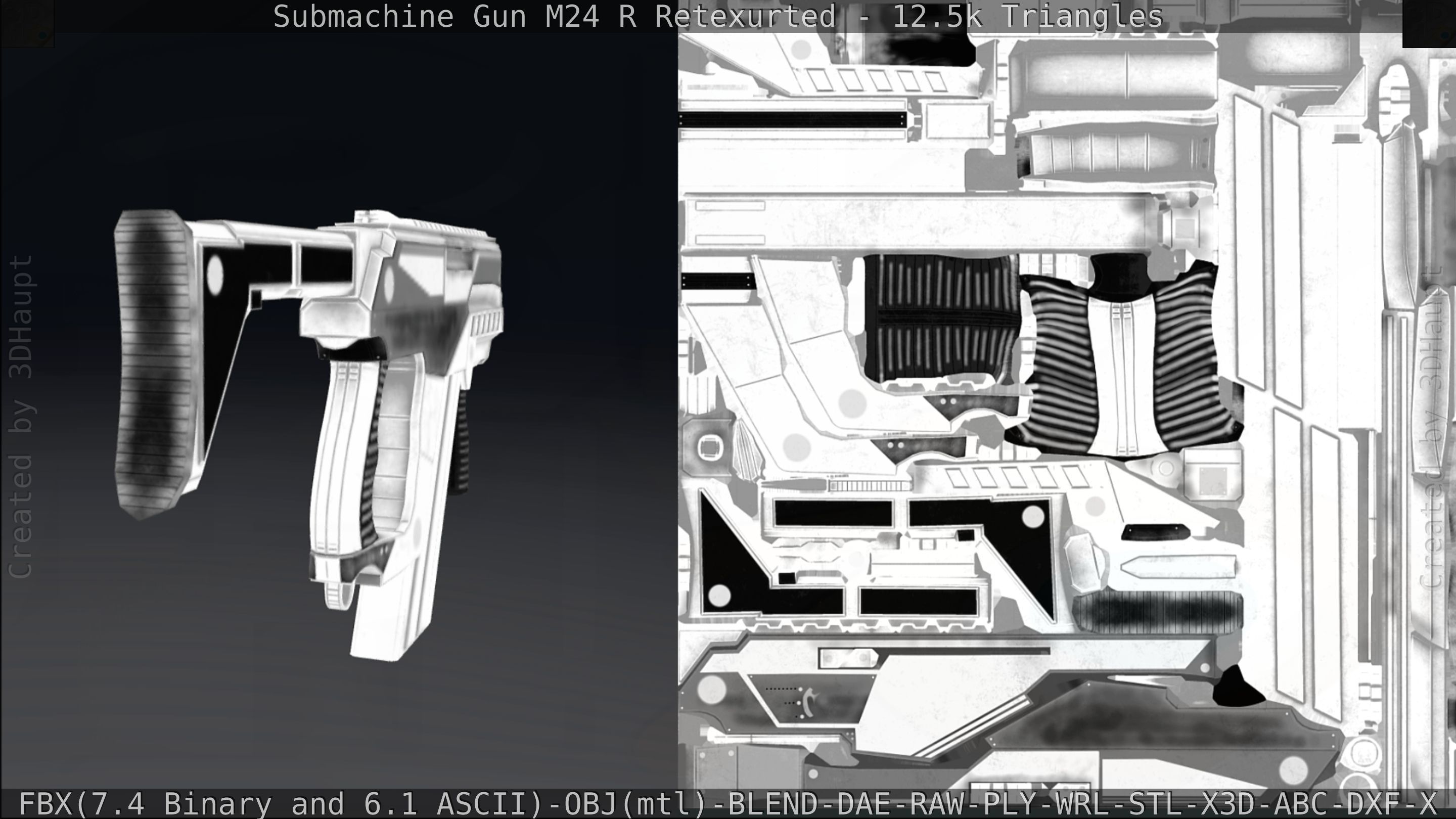 Submachine Gun M24 R Retexurted Low-poly 3D model_271