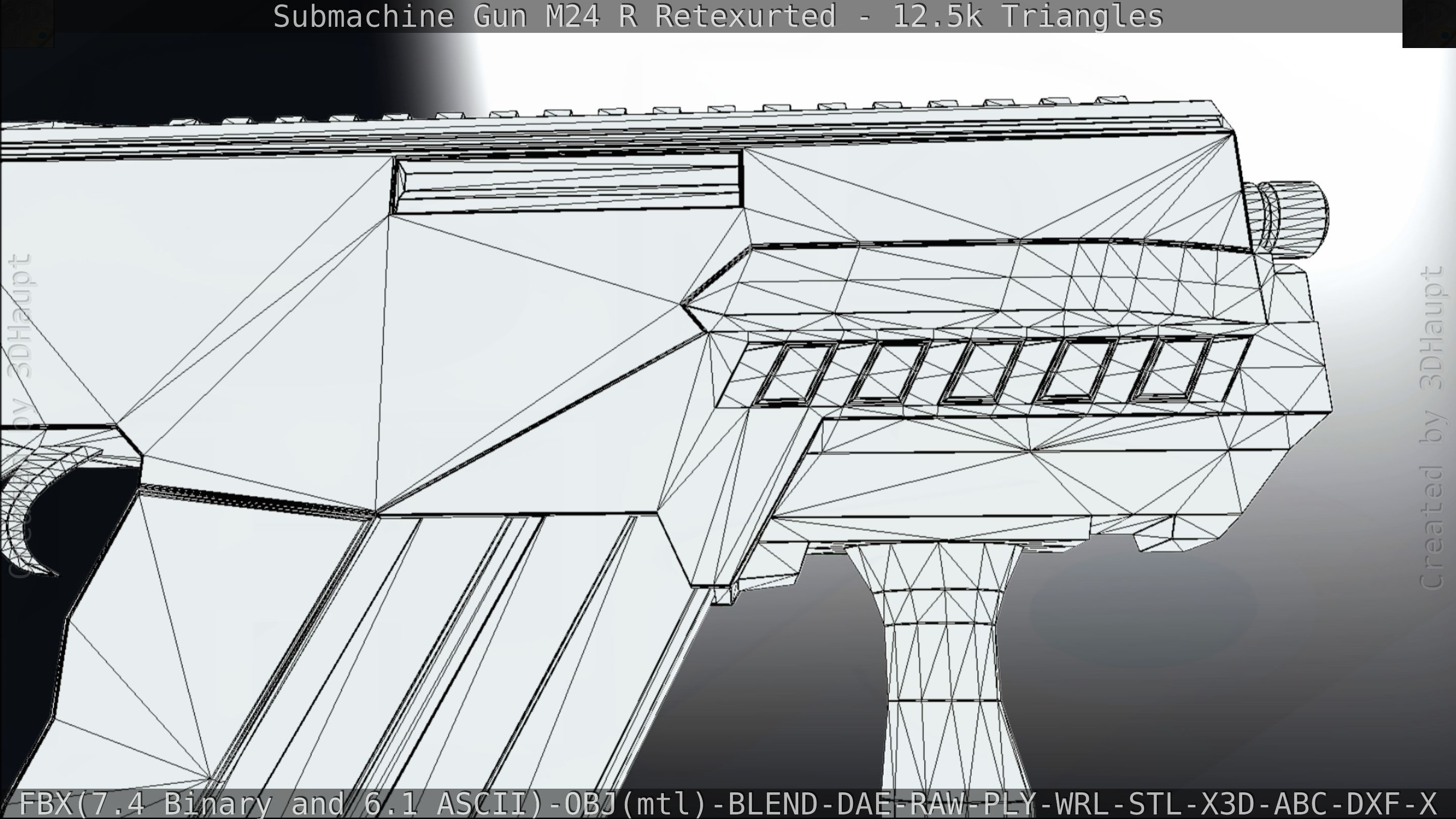 Submachine Gun M24 R Retexurted Low-poly 3D model_203
