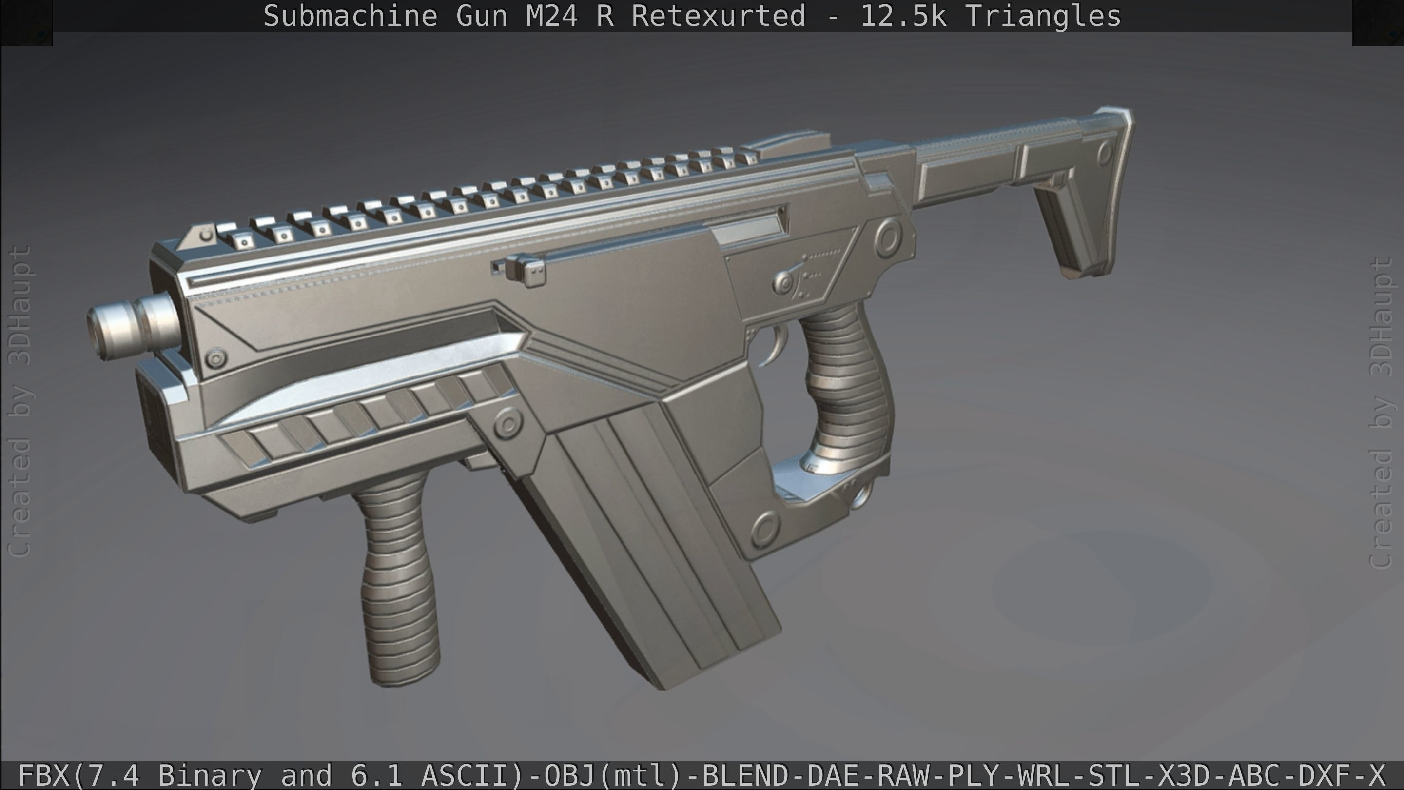 Submachine Gun M24 R Retexurted Low-poly 3D model_428