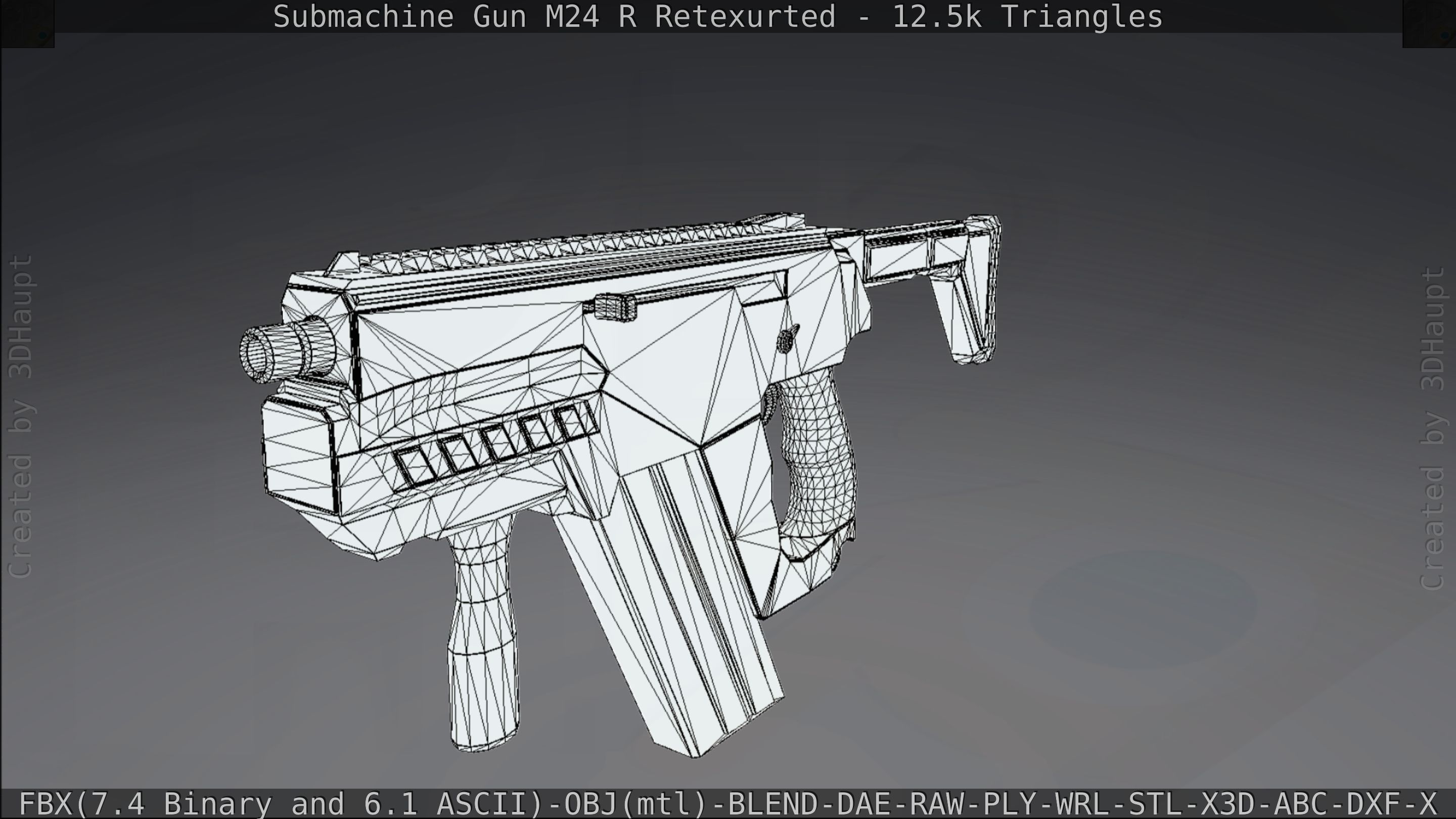 Submachine Gun M24 R Retexurted Low-poly 3D model_236