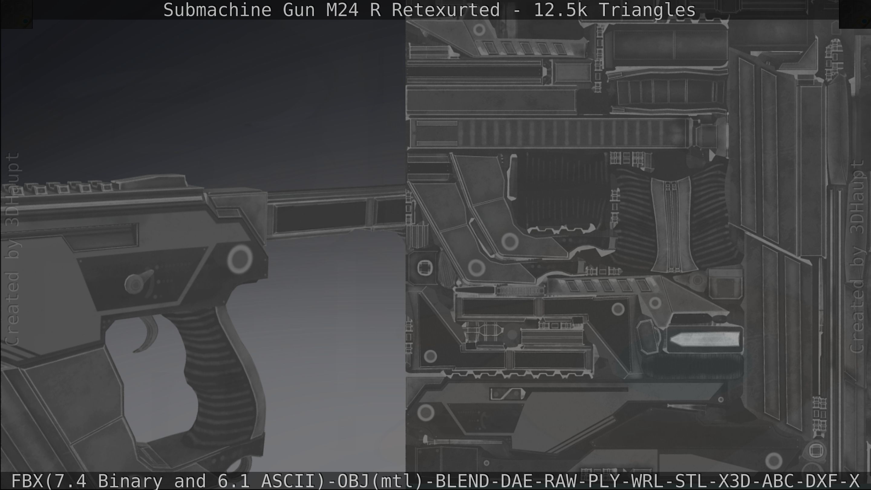 Submachine Gun M24 R Retexurted Low-poly 3D model_382
