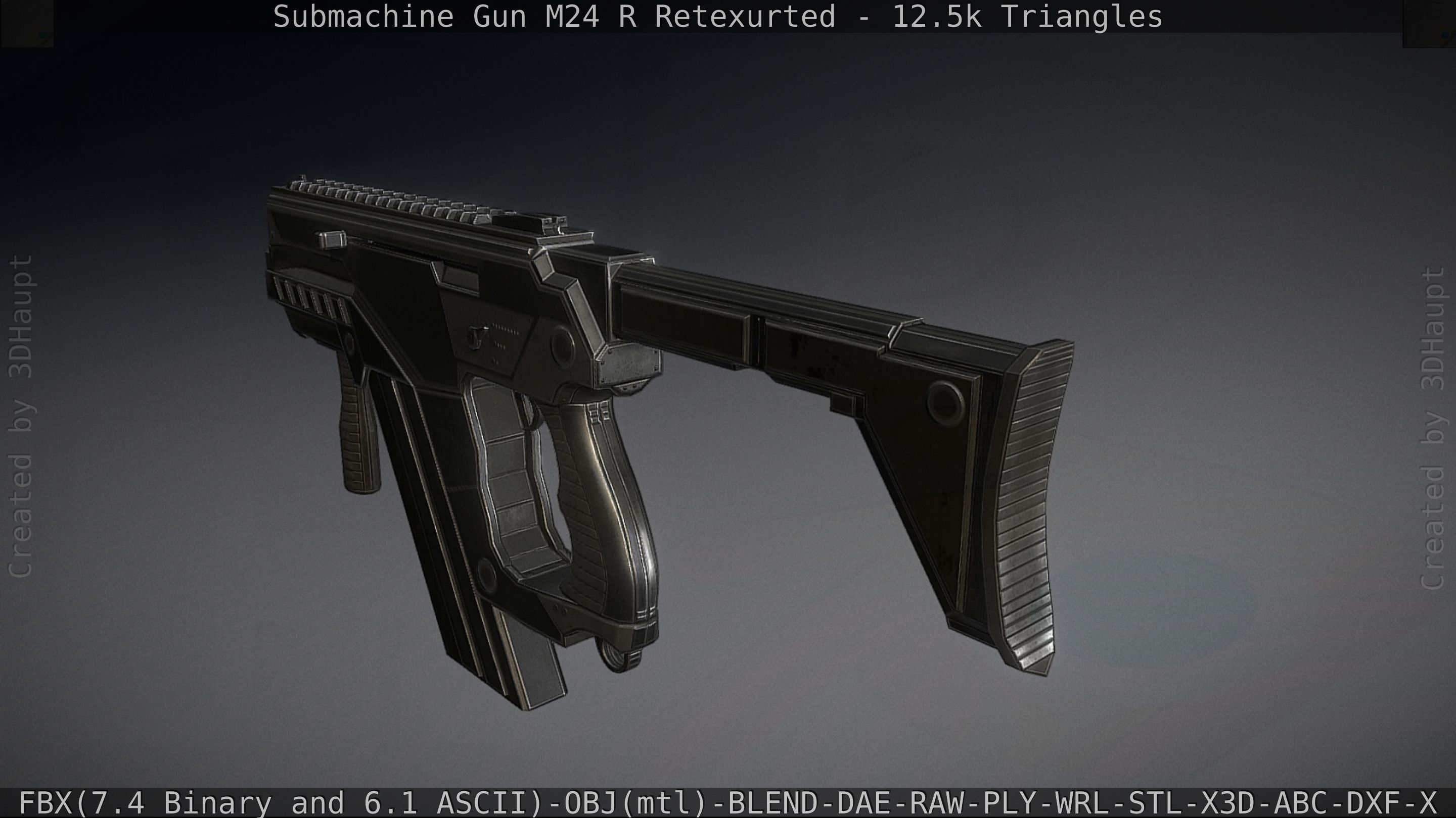 Submachine Gun M24 R Retexurted Low-poly 3D model_33