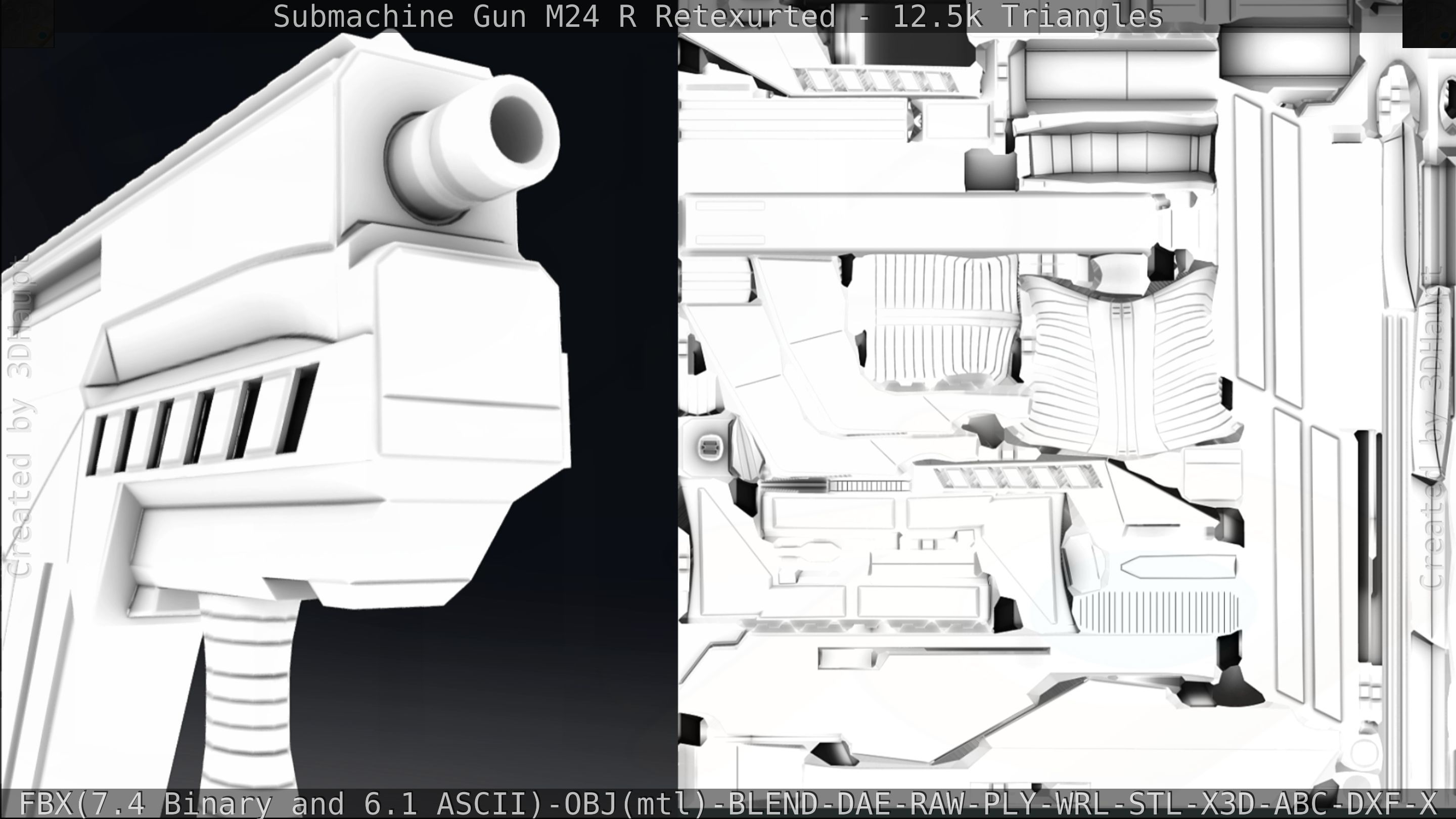 Submachine Gun M24 R Retexurted Low-poly 3D model_325