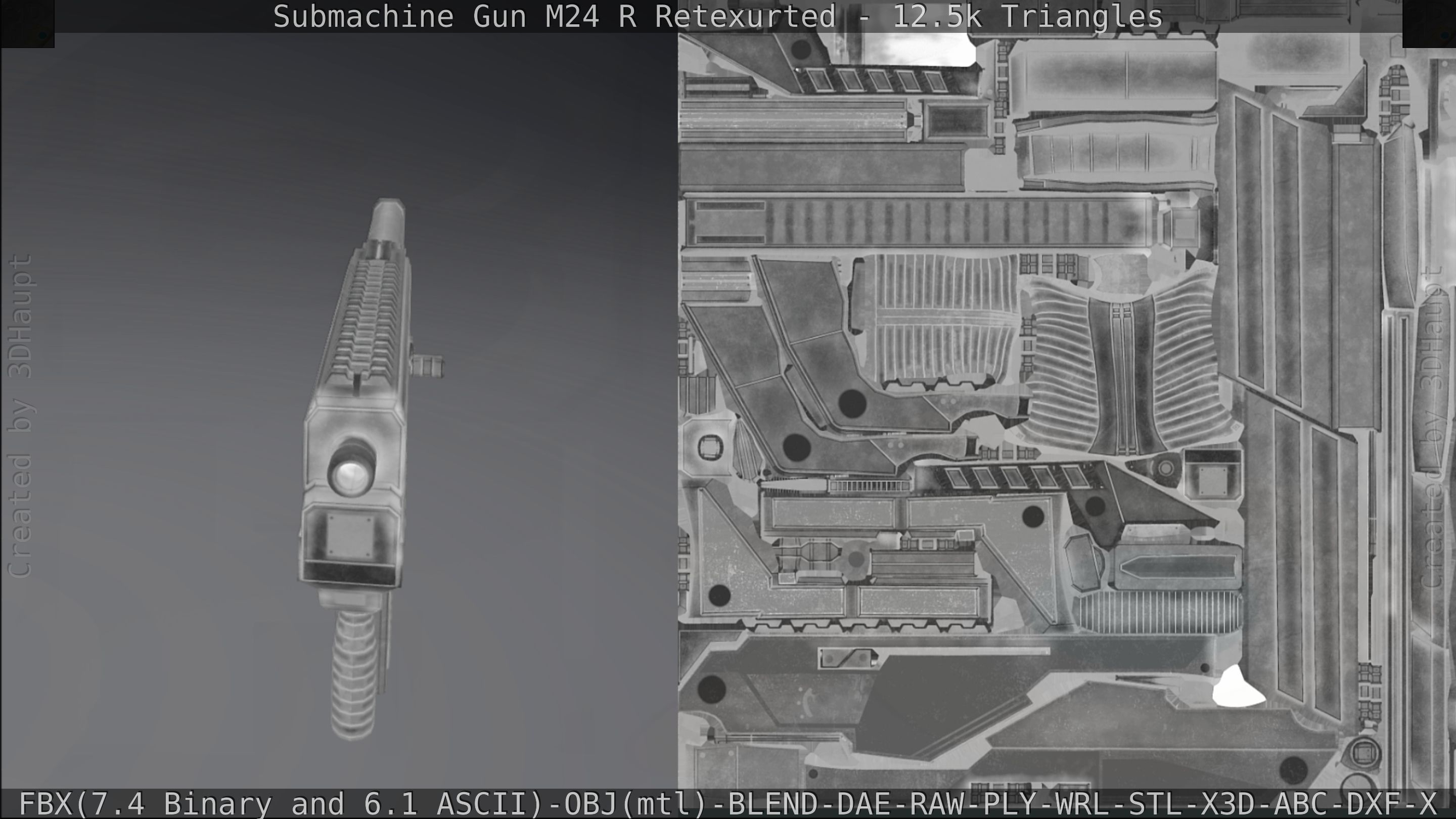 Submachine Gun M24 R Retexurted Low-poly 3D model_286