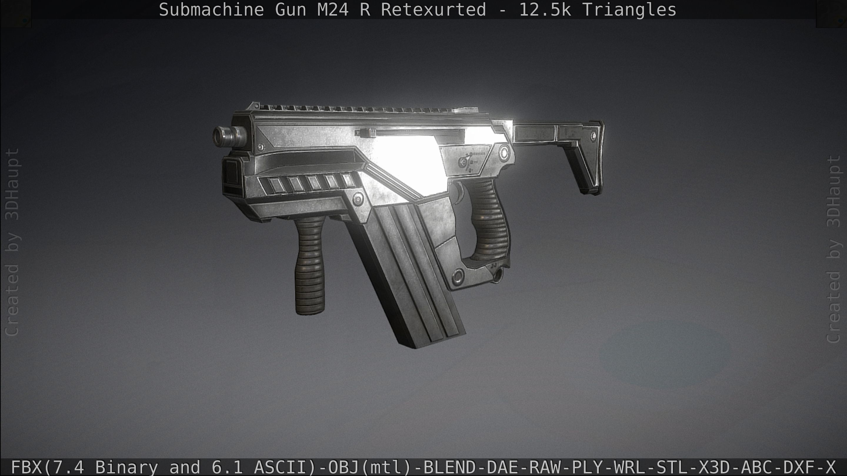 Submachine Gun M24 R Retexurted Low-poly 3D model_178