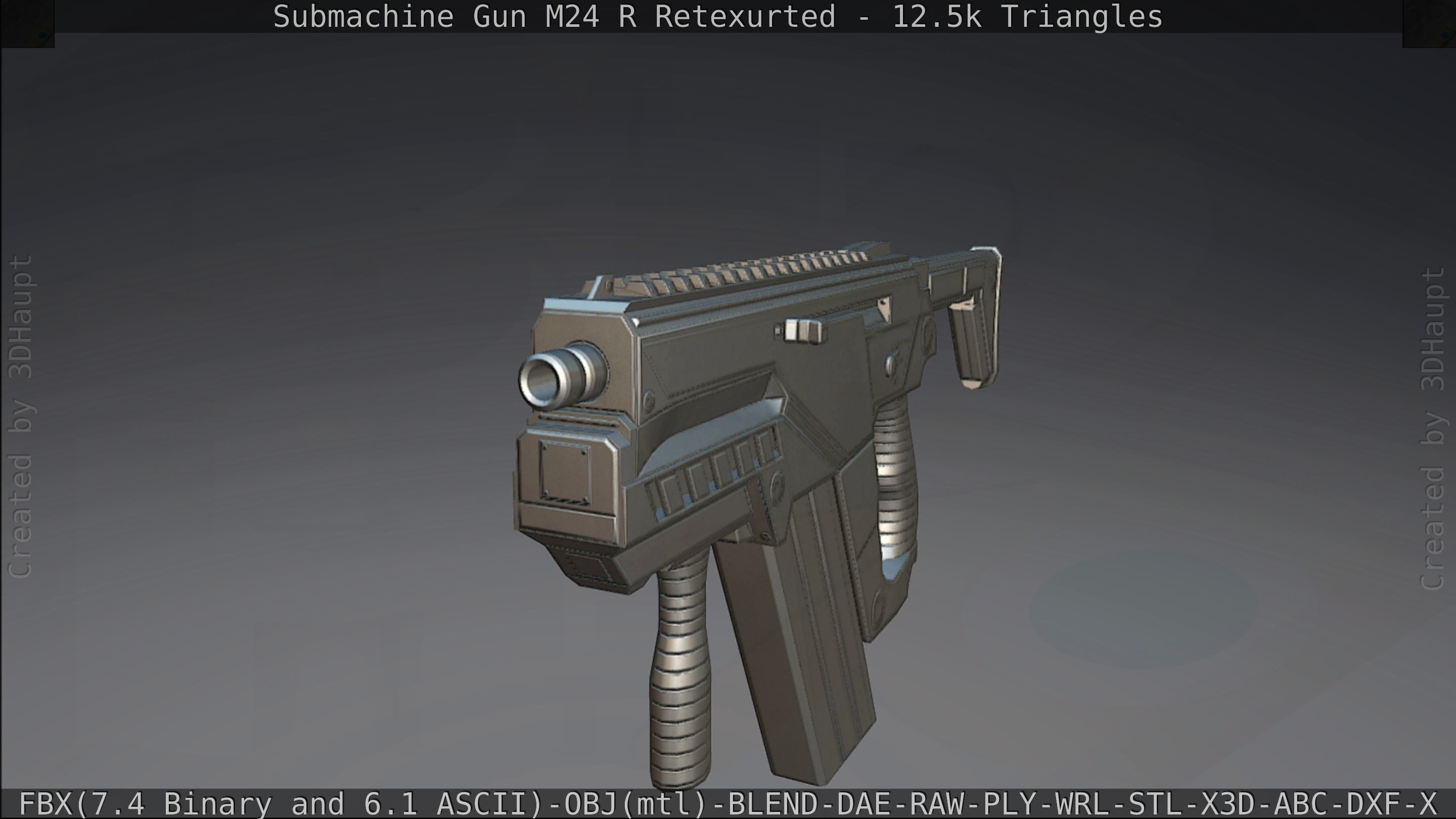 Submachine Gun M24 R Retexurted Low-poly 3D model_402