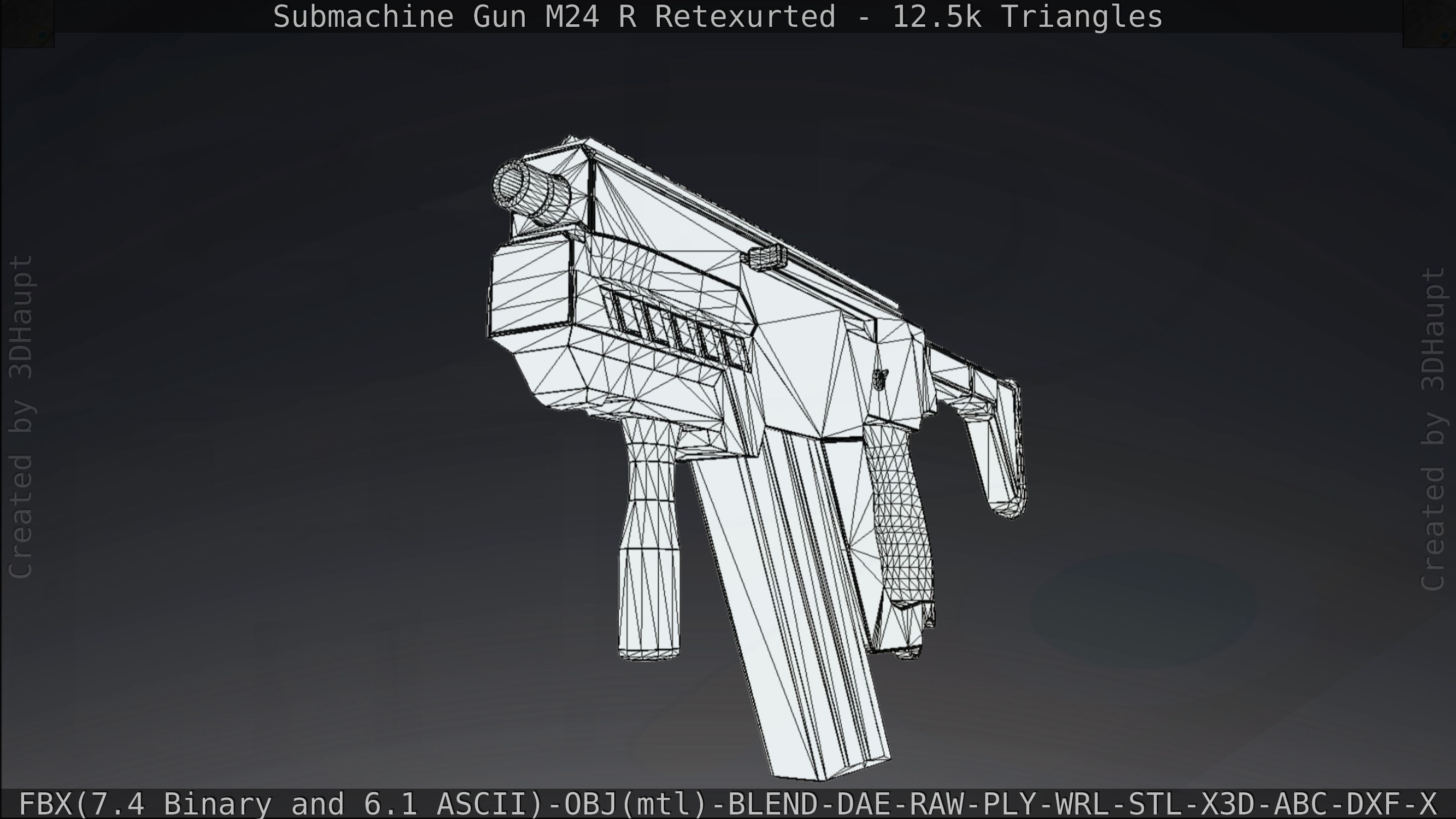 Submachine Gun M24 R Retexurted Low-poly 3D model_190