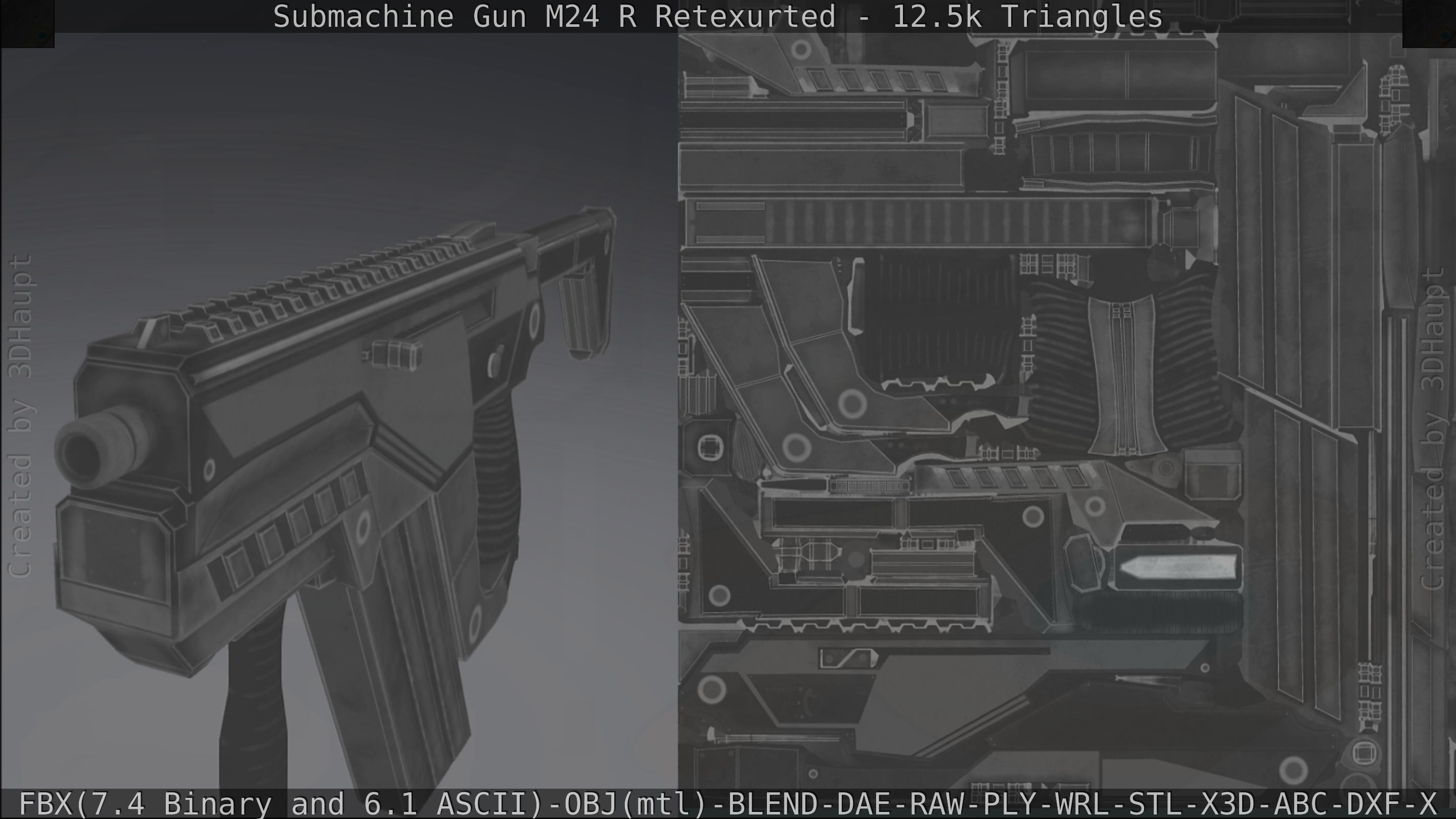 Submachine Gun M24 R Retexurted Low-poly 3D model_384