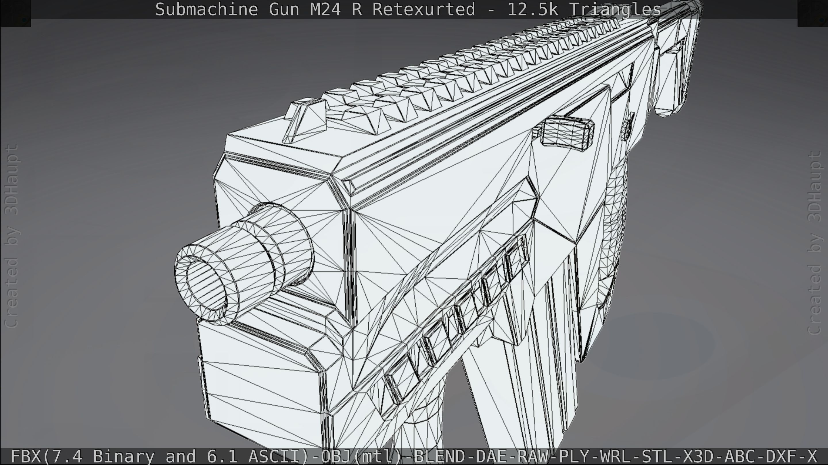 Submachine Gun M24 R Retexurted Low-poly 3D model_199