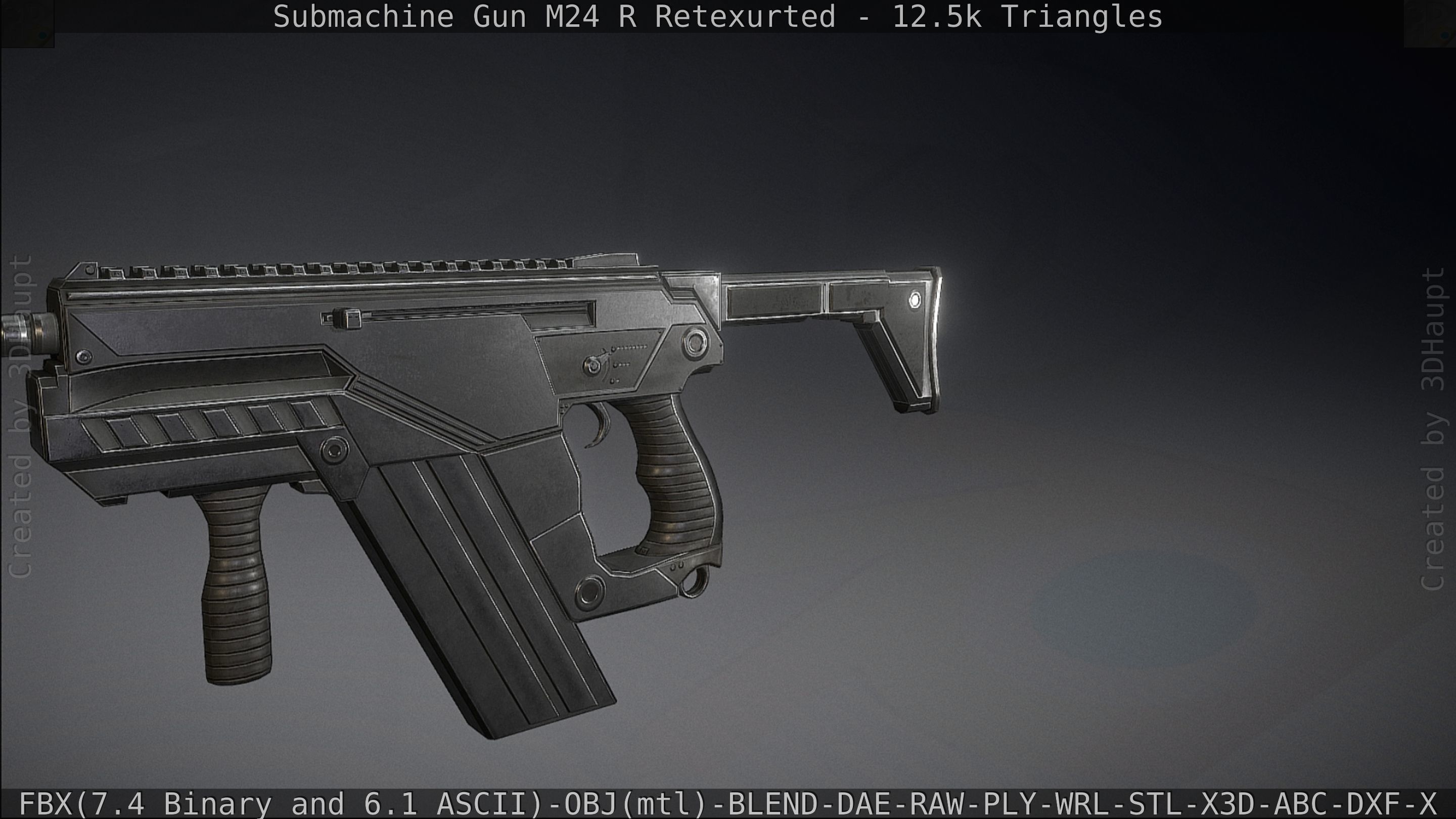 Submachine Gun M24 R Retexurted Low-poly 3D model_129