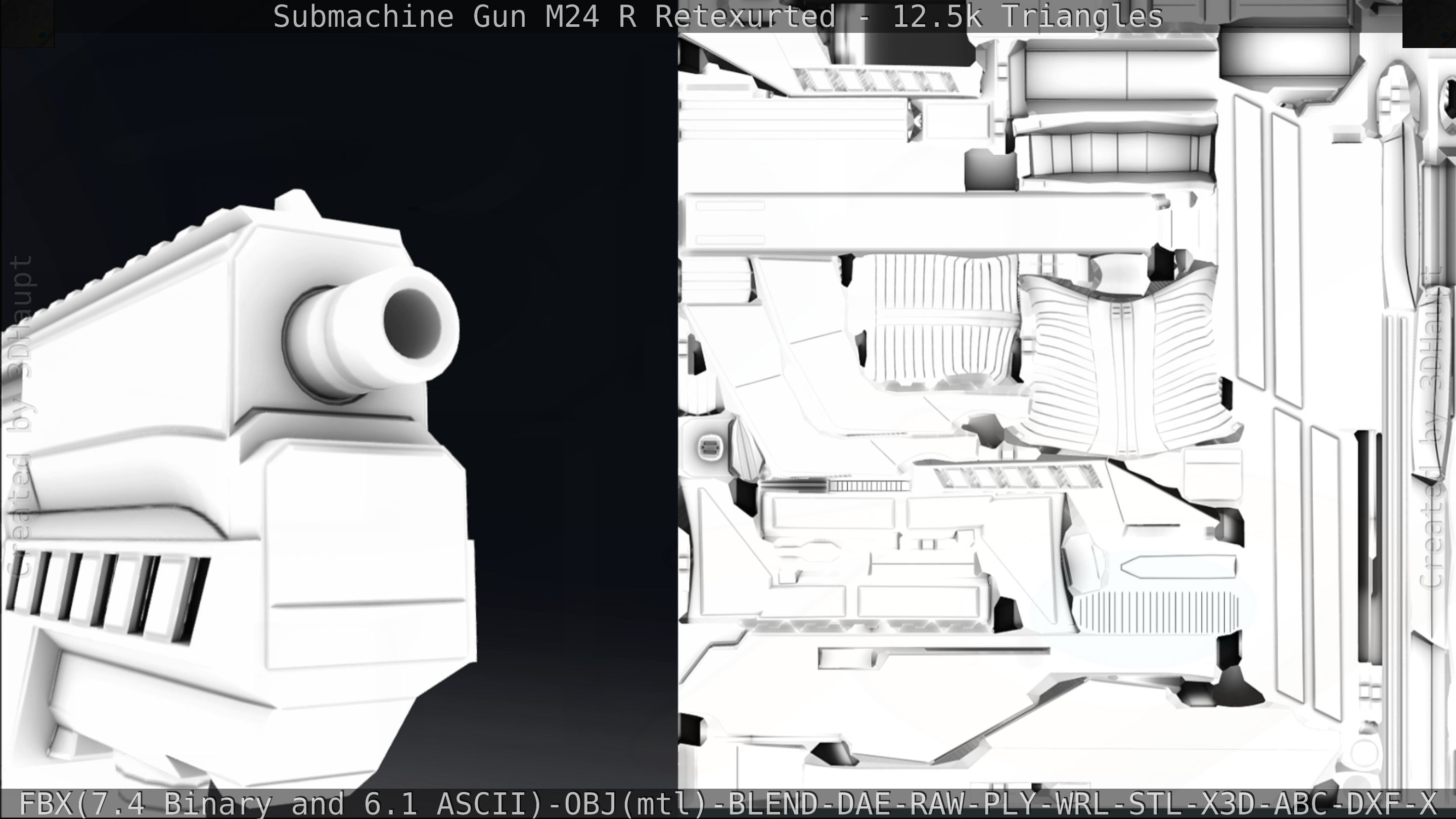 Submachine Gun M24 R Retexurted Low-poly 3D model_330