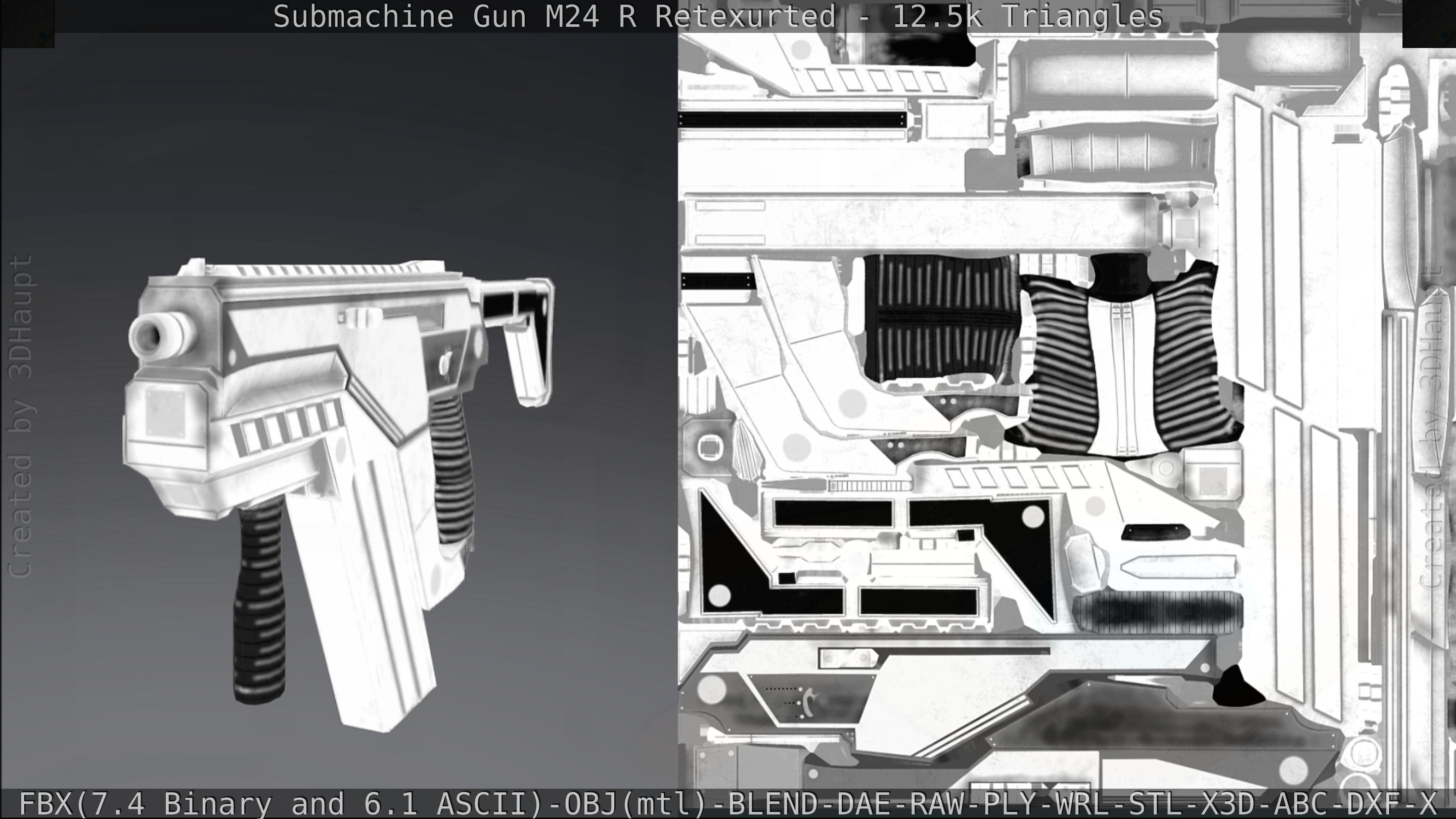 Submachine Gun M24 R Retexurted Low-poly 3D model_260