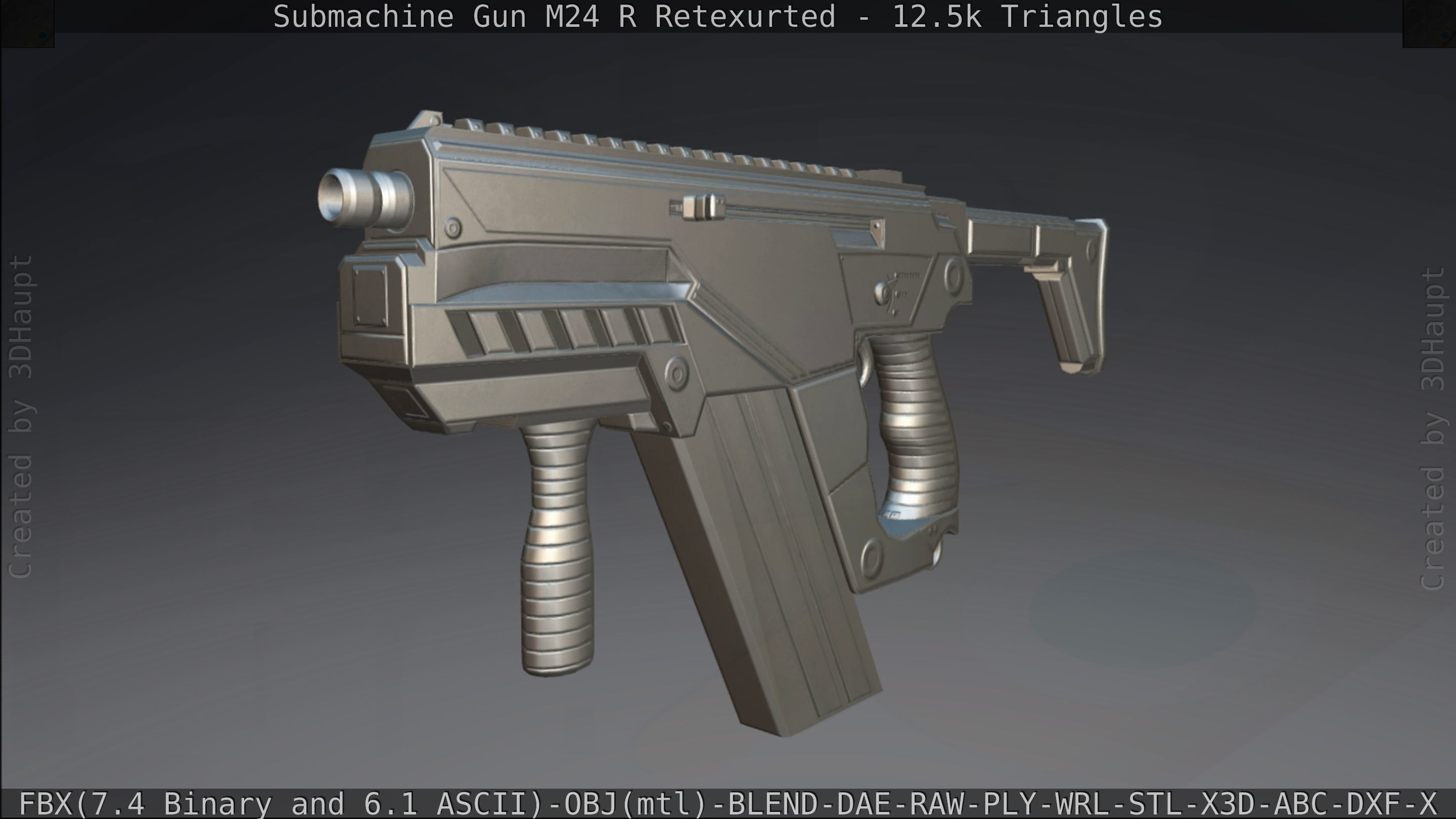 Submachine Gun M24 R Retexurted Low-poly 3D model_416