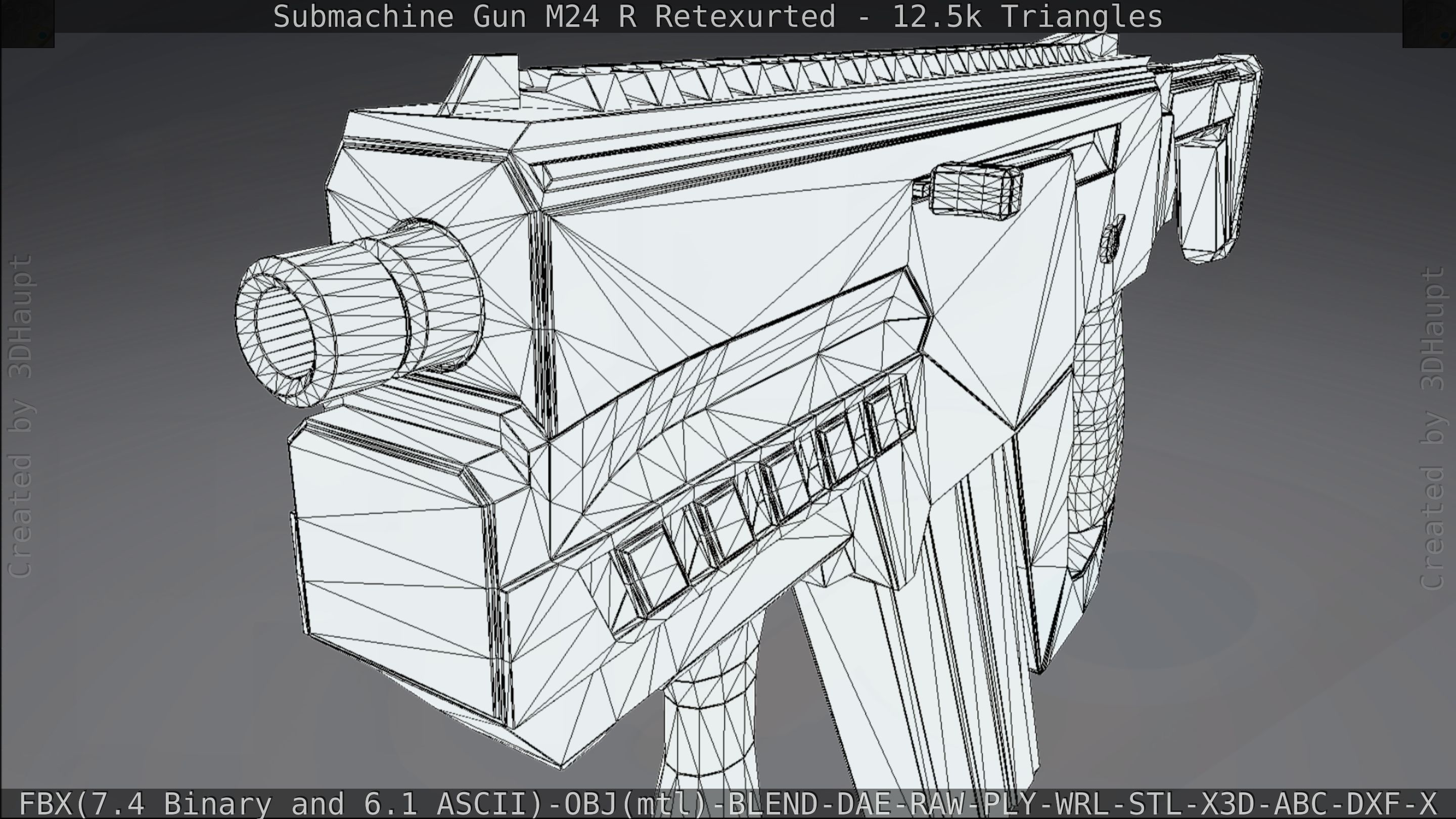 Submachine Gun M24 R Retexurted Low-poly 3D model_250