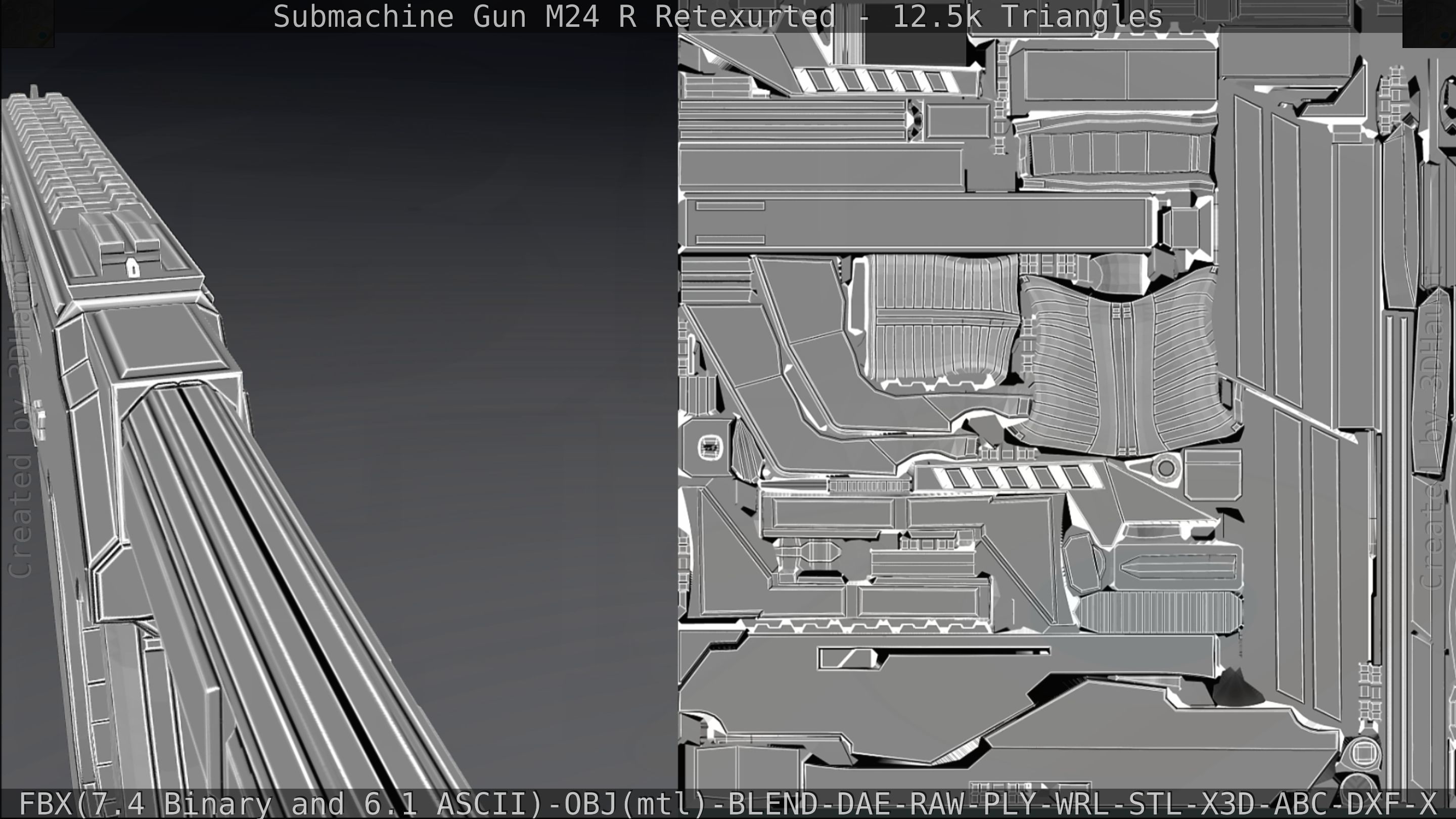 Submachine Gun M24 R Retexurted Low-poly 3D model_378