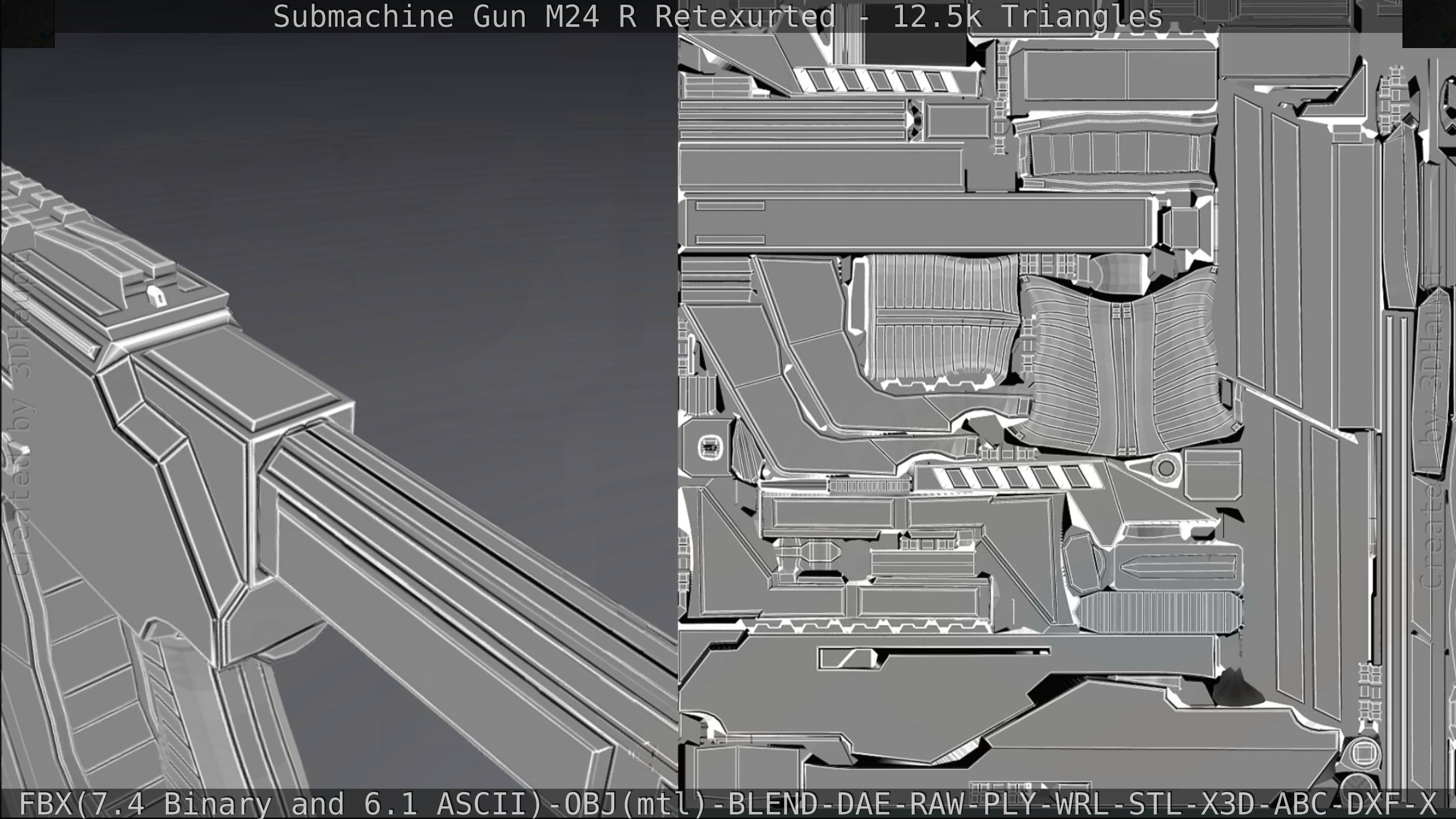 Submachine Gun M24 R Retexurted Low-poly 3D model_376
