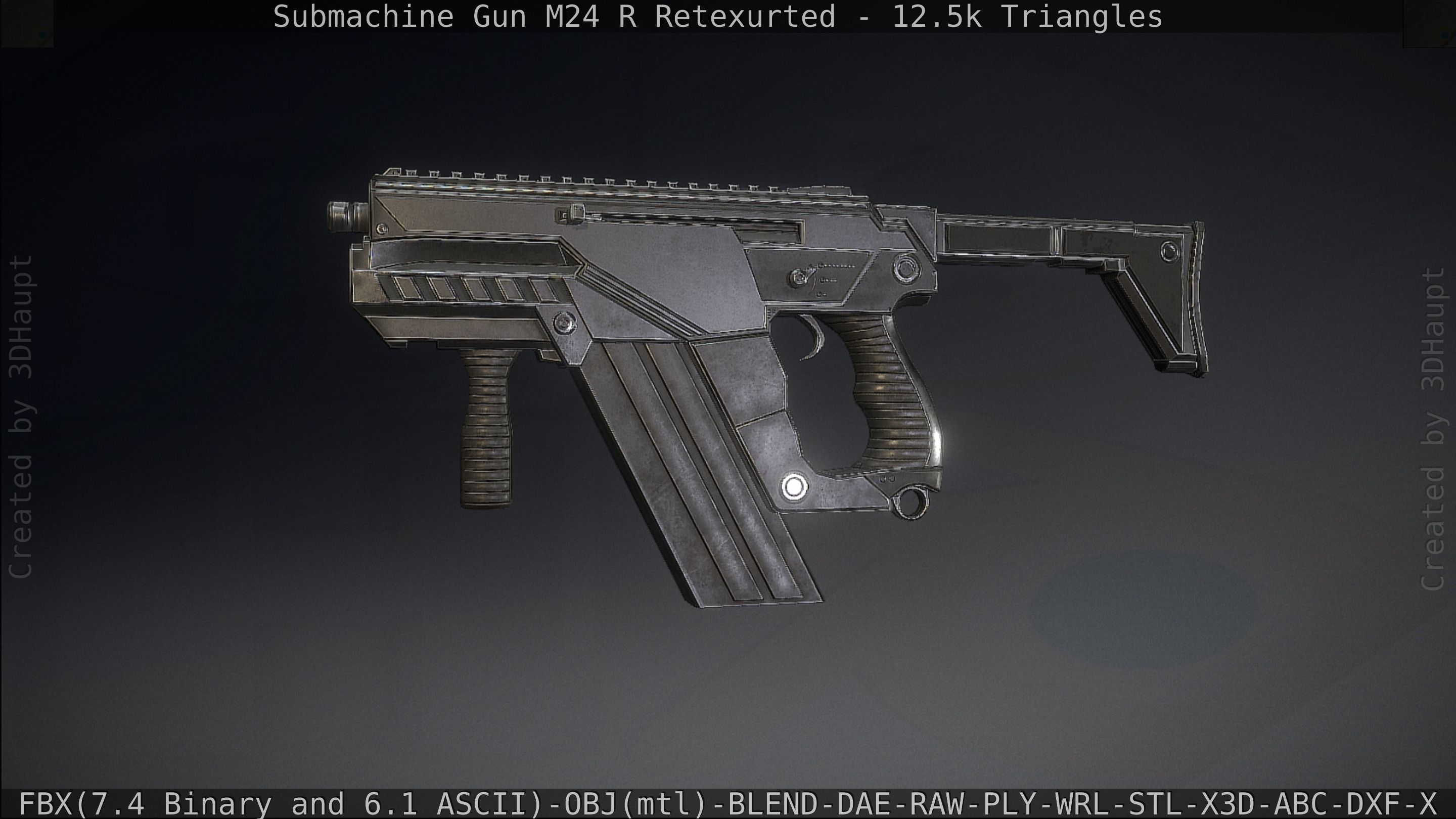 Submachine Gun M24 R Retexurted Low-poly 3D model_174
