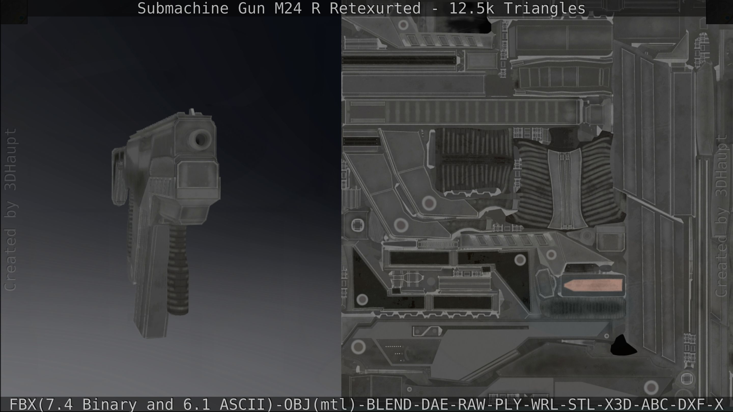 Submachine Gun M24 R Retexurted Low-poly 3D model_249