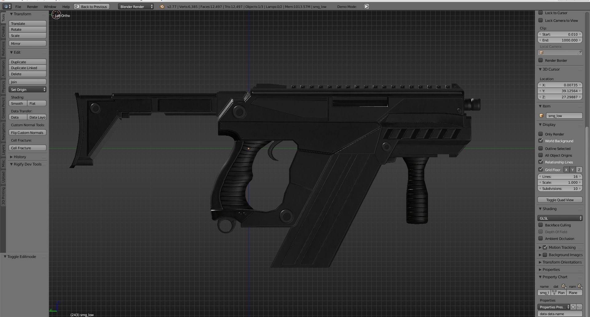 Submachine Gun M24 R Retexurted Low-poly 3D model_3