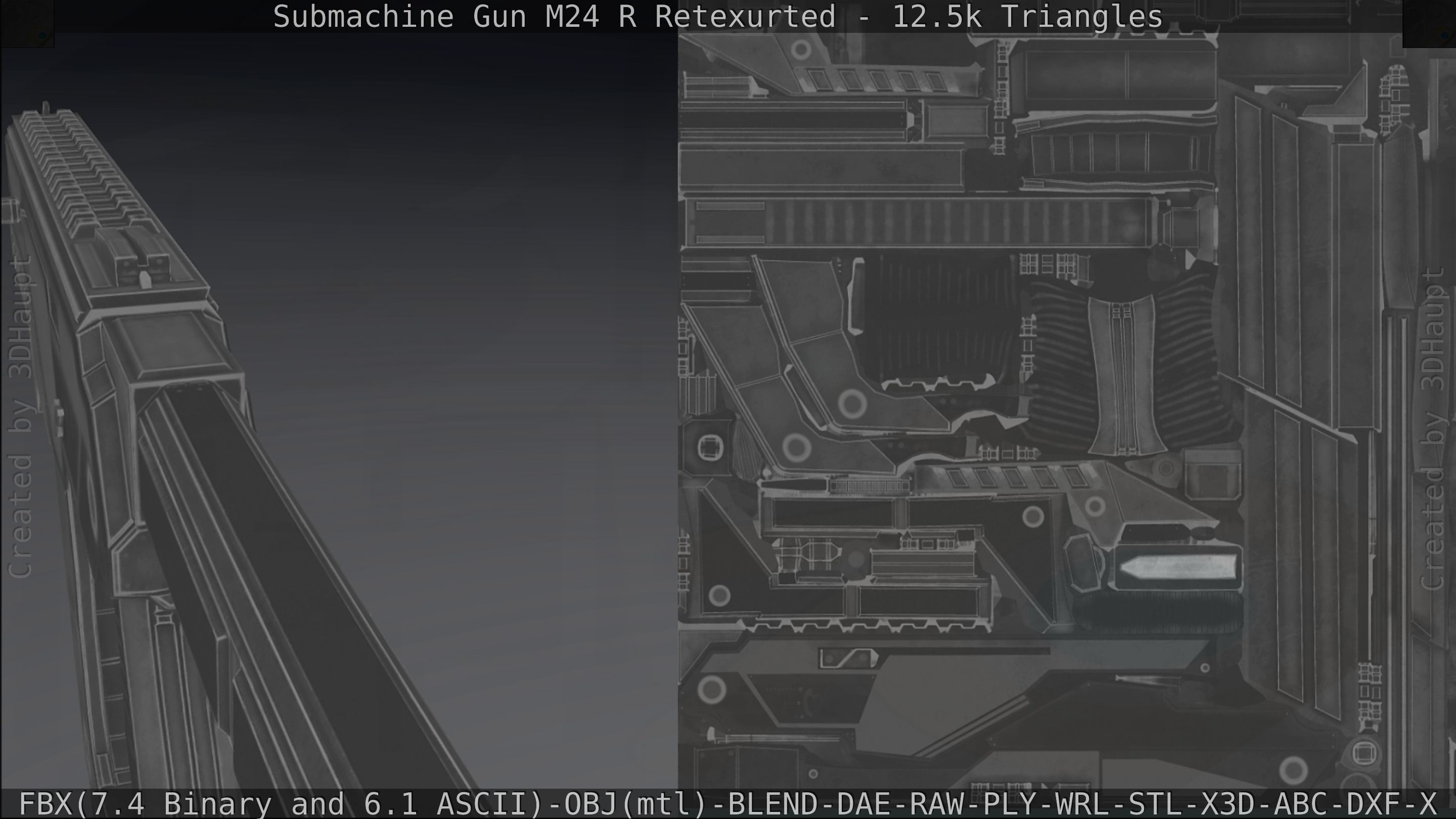 Submachine Gun M24 R Retexurted Low-poly 3D model_380