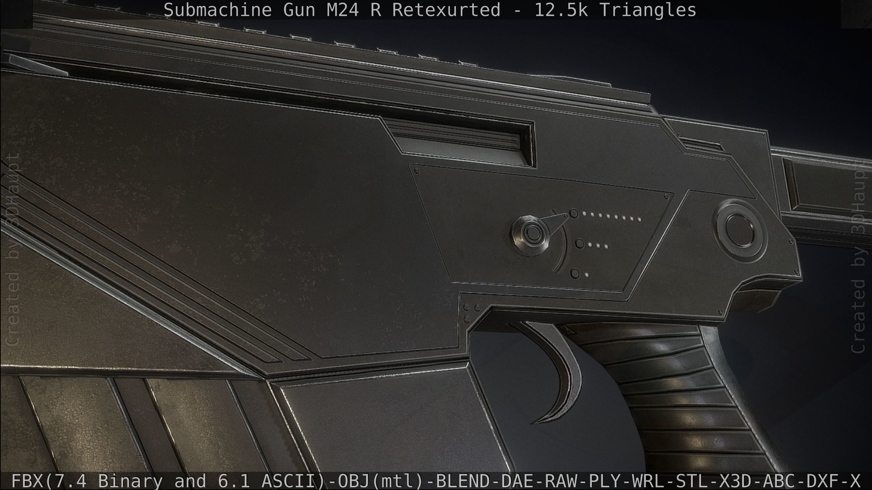 Submachine Gun M24 R Retexurted Low-poly 3D model_84