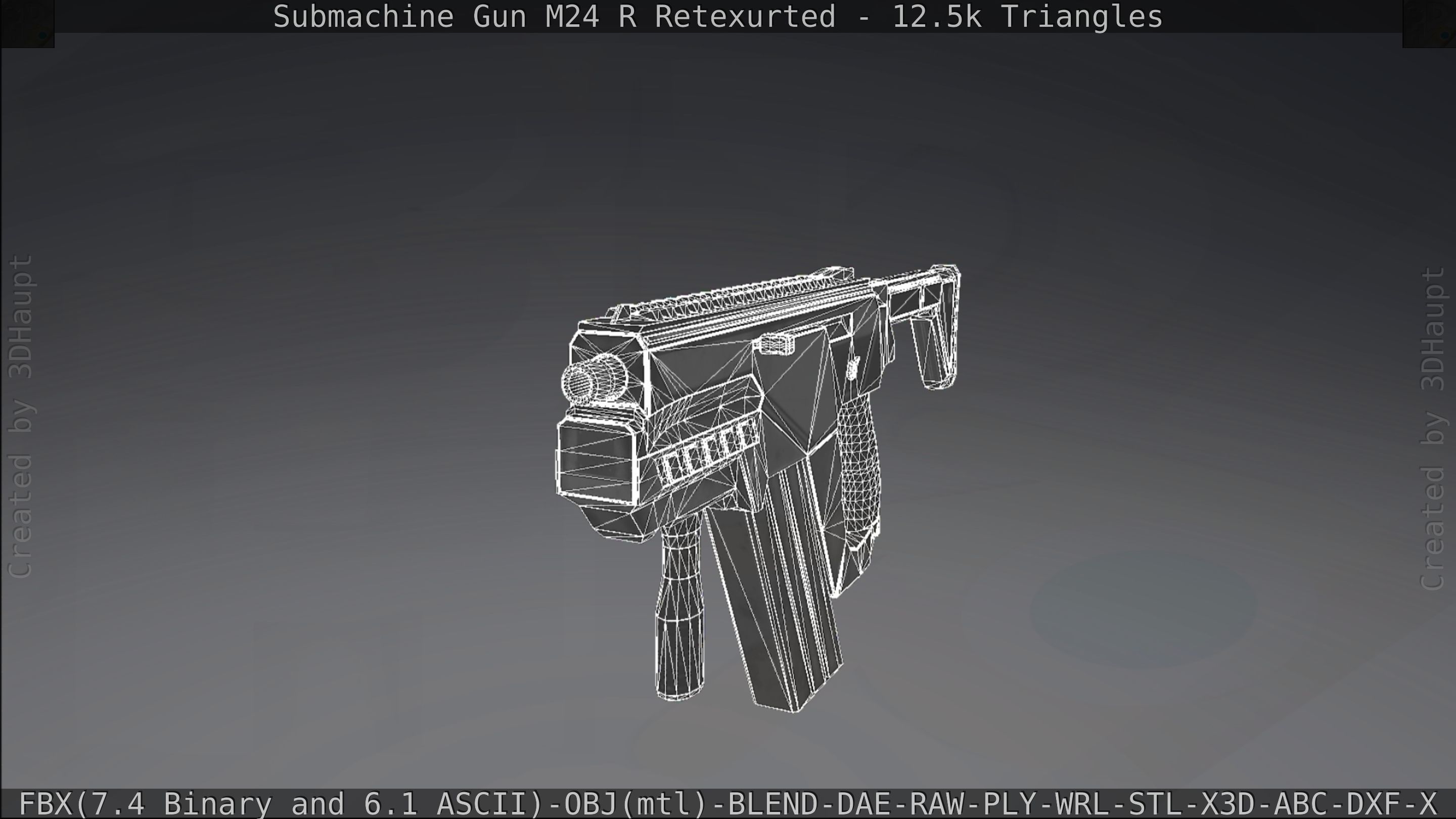 Submachine Gun M24 R Retexurted Low-poly 3D model_393