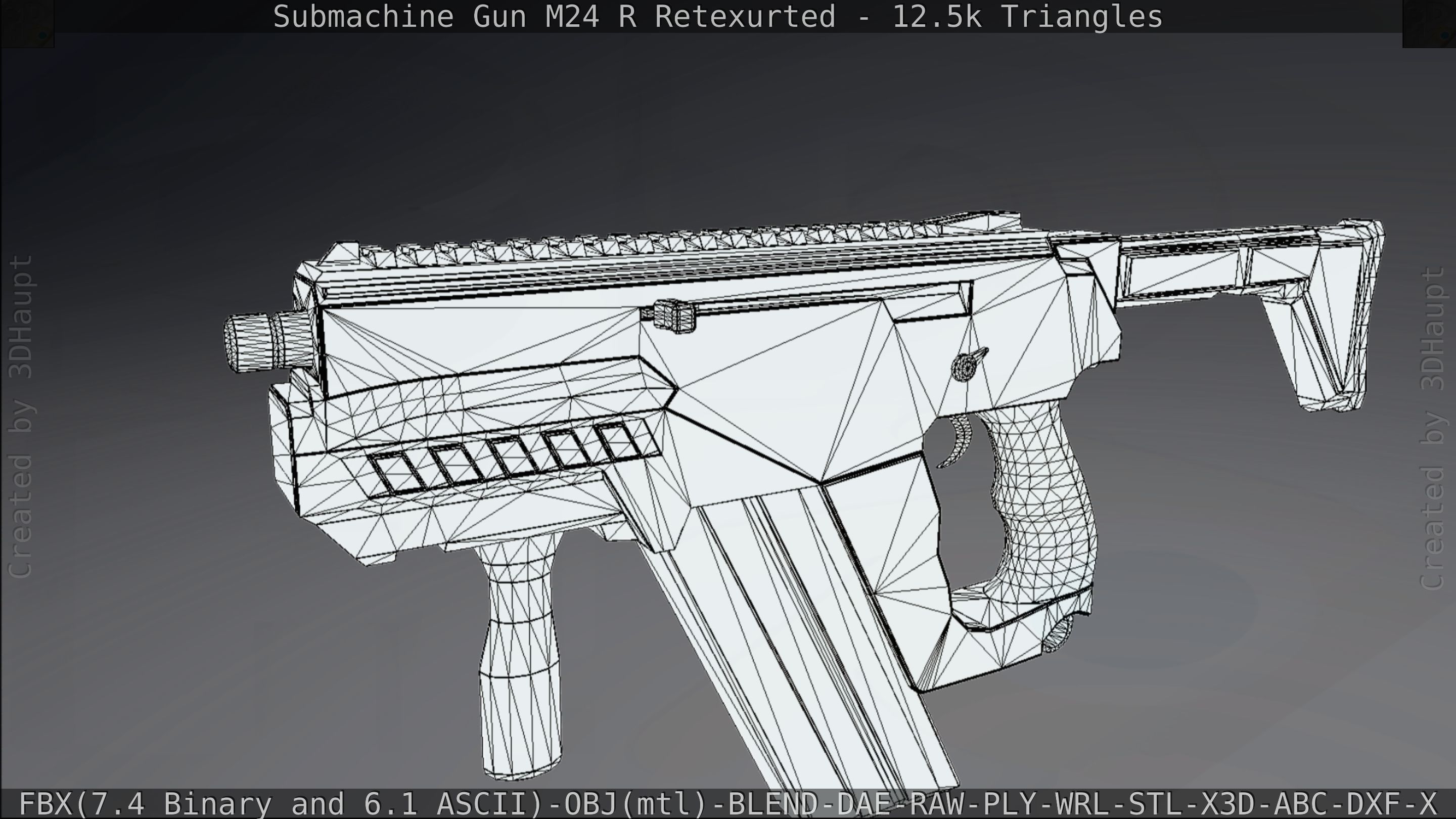 Submachine Gun M24 R Retexurted Low-poly 3D model_192