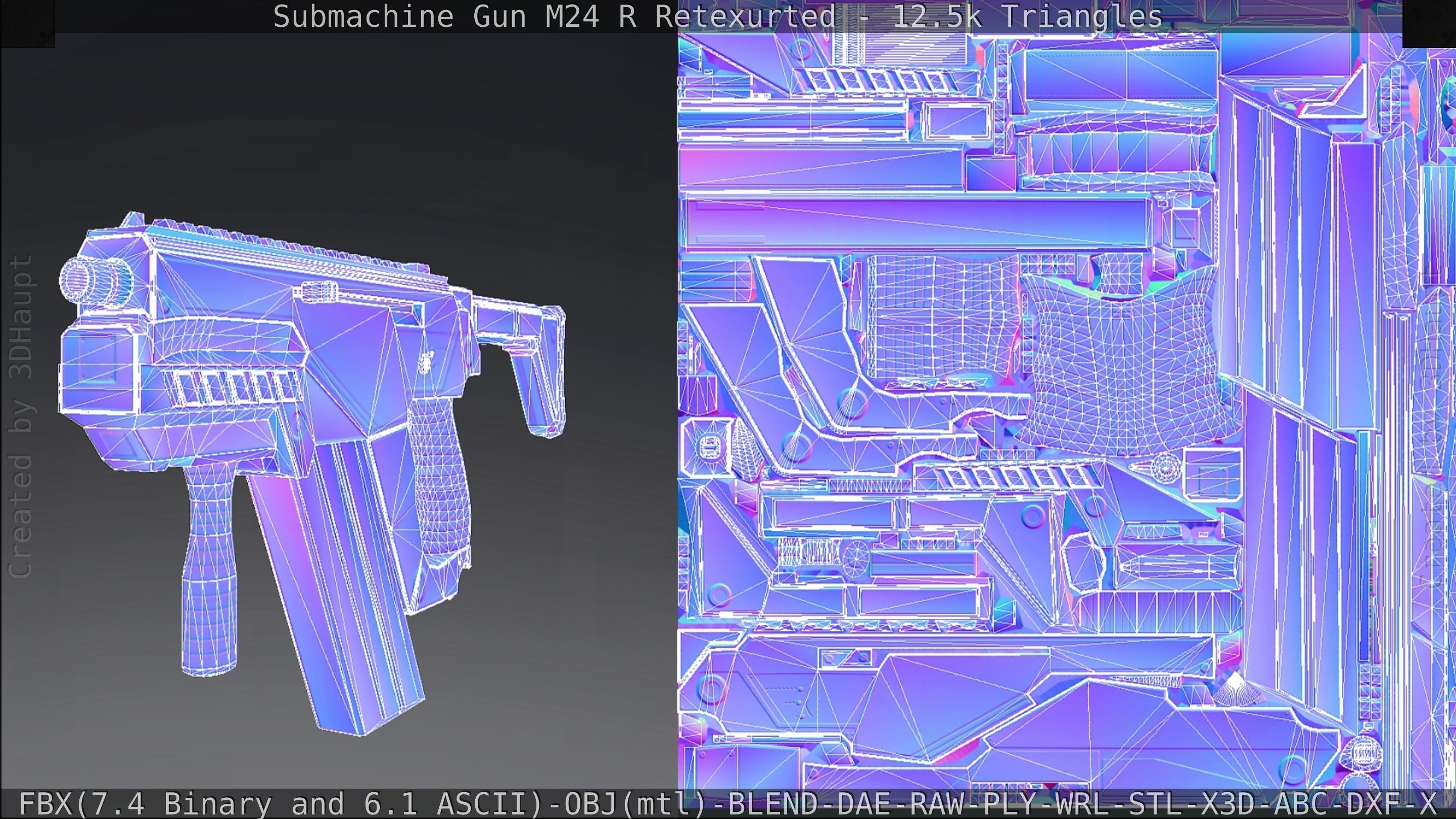 Submachine Gun M24 R Retexurted Low-poly 3D model_306
