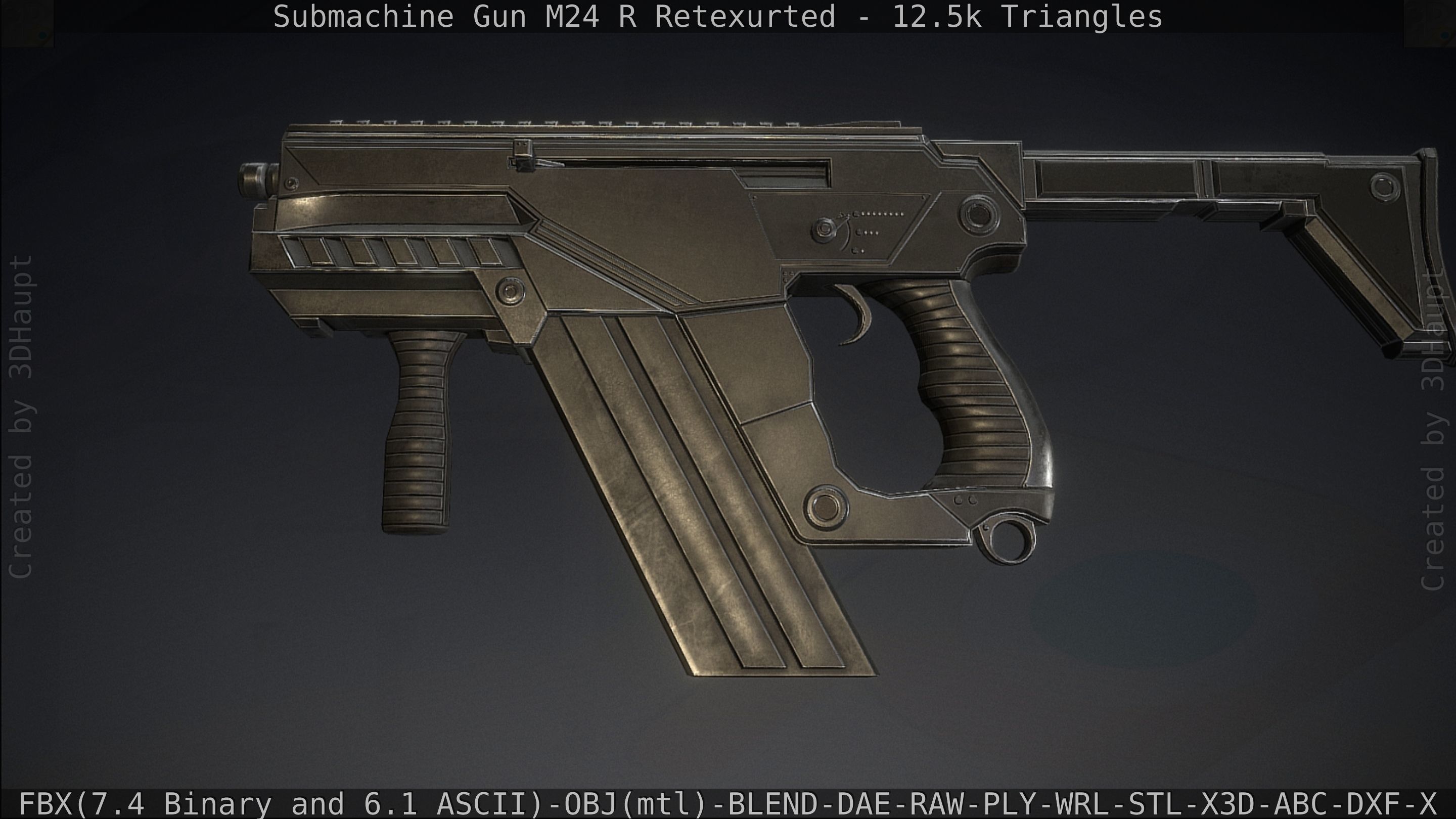 Submachine Gun M24 R Retexurted Low-poly 3D model_167