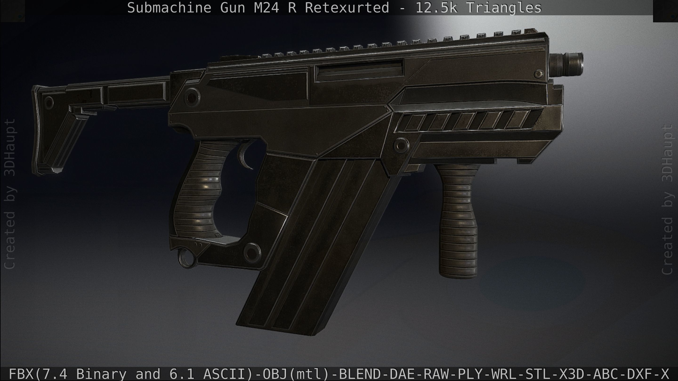 Submachine Gun M24 R Retexurted Low-poly 3D model_184