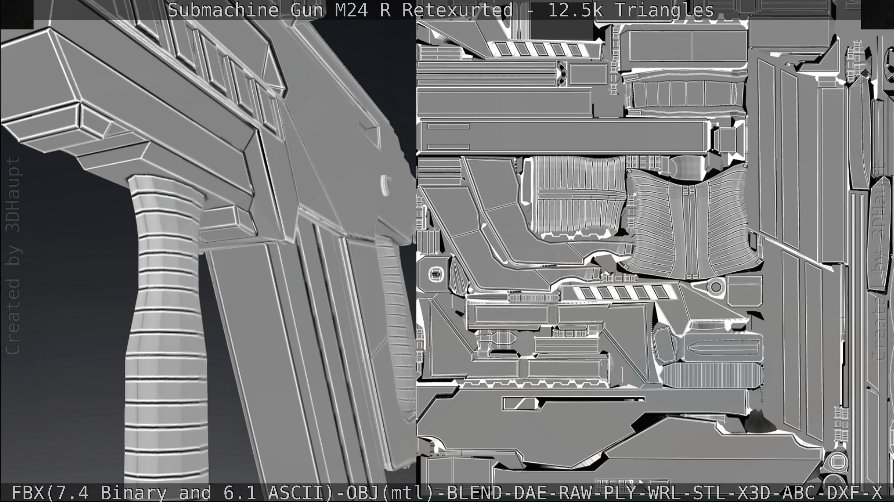 Submachine Gun M24 R Retexurted Low-poly 3D model_371