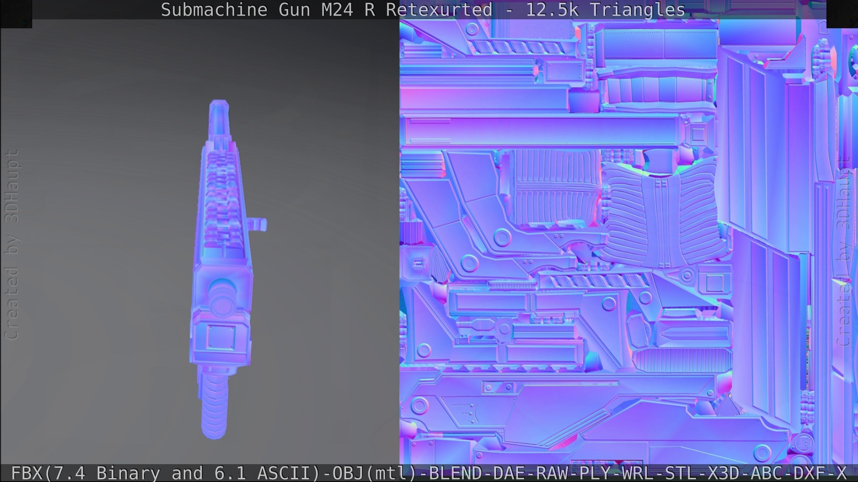 Submachine Gun M24 R Retexurted Low-poly 3D model_295
