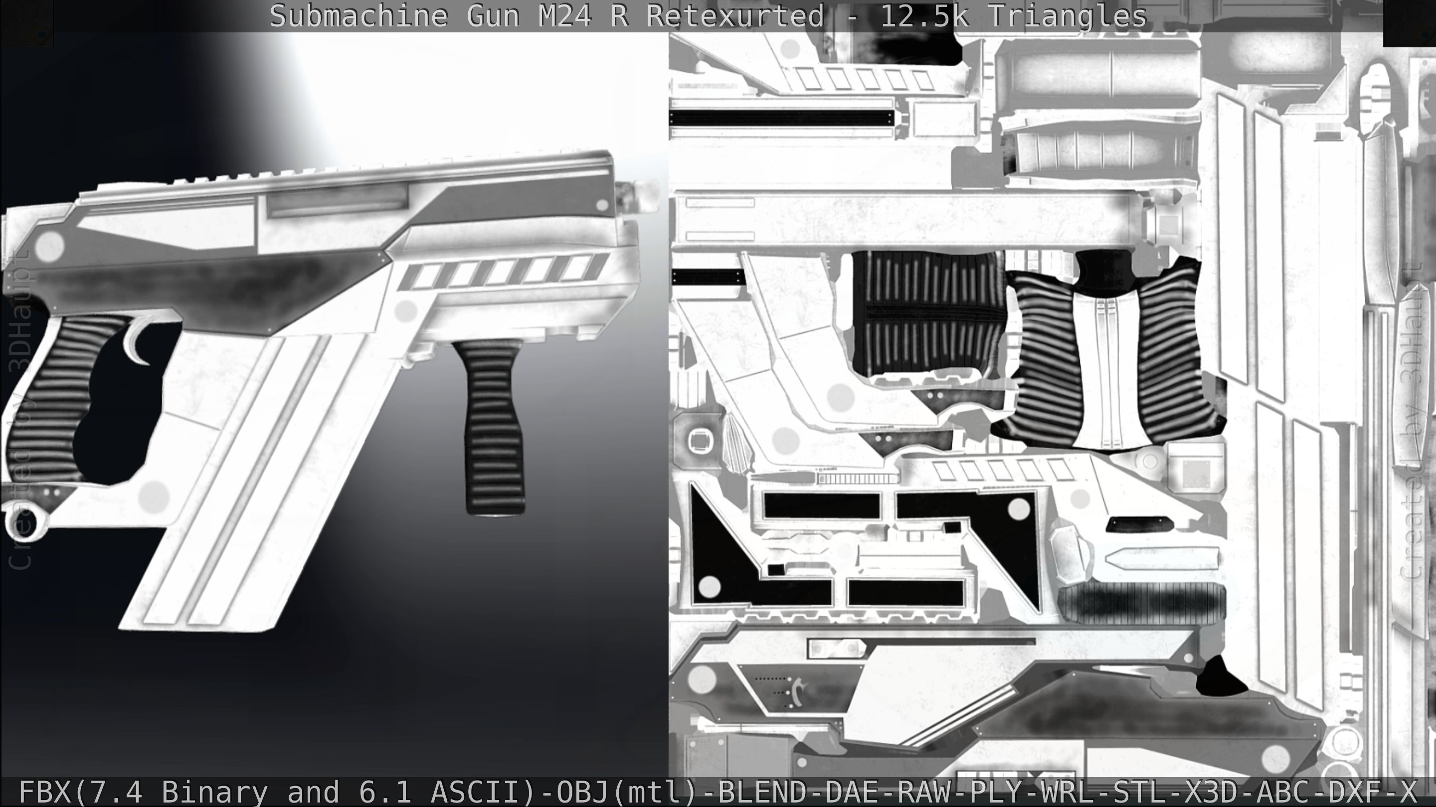 Submachine Gun M24 R Retexurted Low-poly 3D model_272