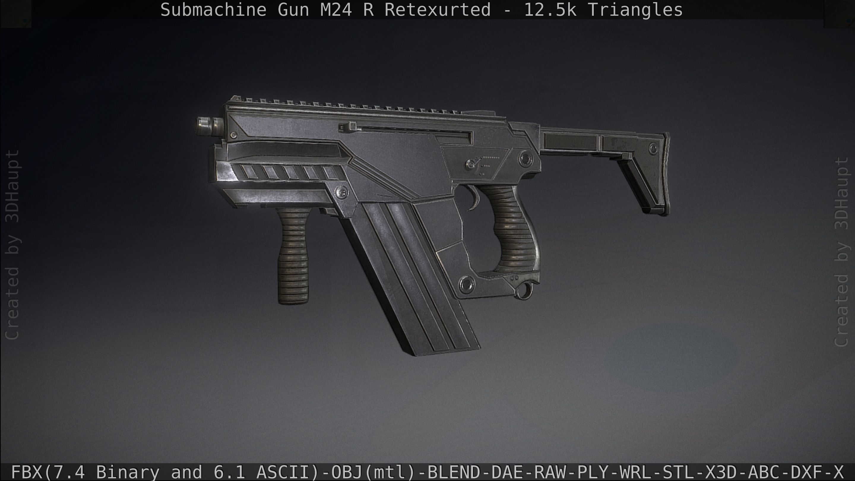 Submachine Gun M24 R Retexurted Low-poly 3D model_175