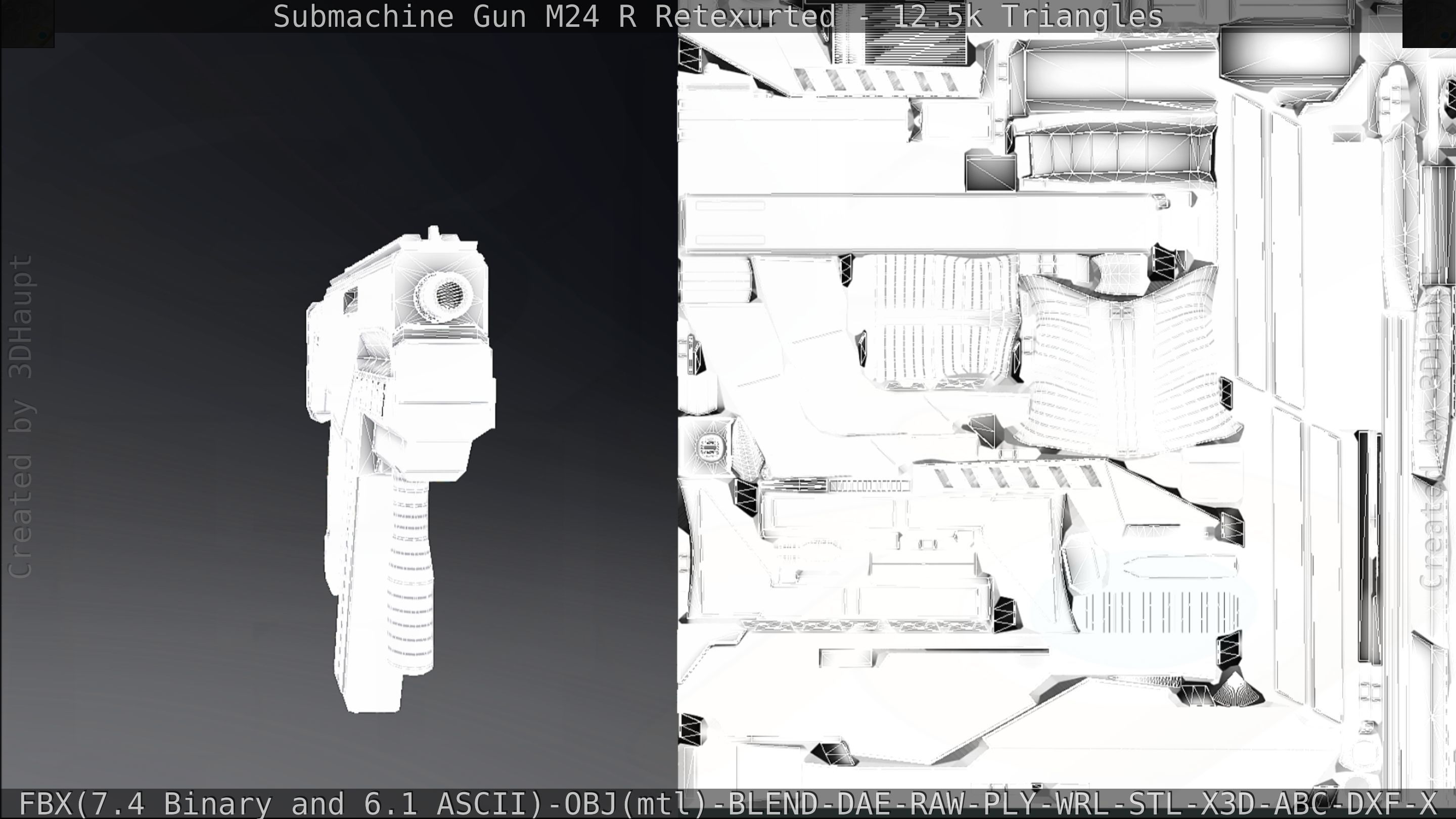 Submachine Gun M24 R Retexurted Low-poly 3D model_312