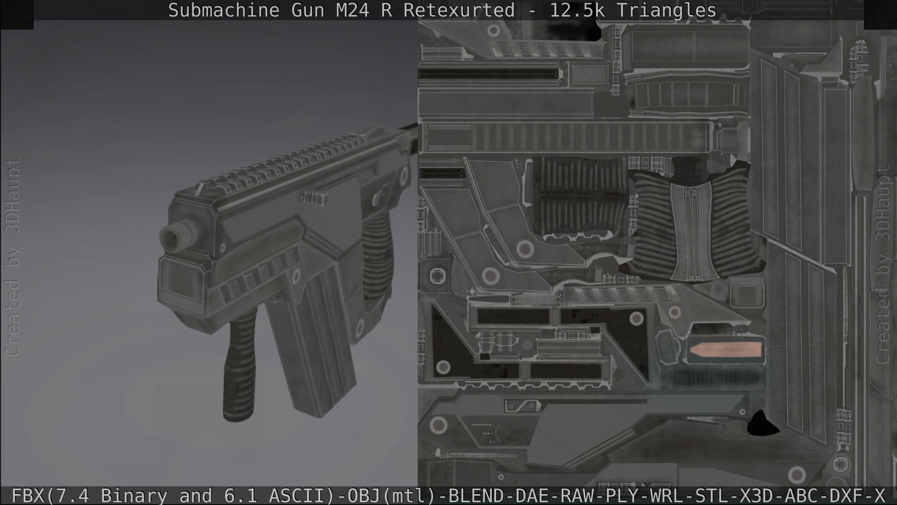 Submachine Gun M24 R Retexurted Low-poly 3D model_288