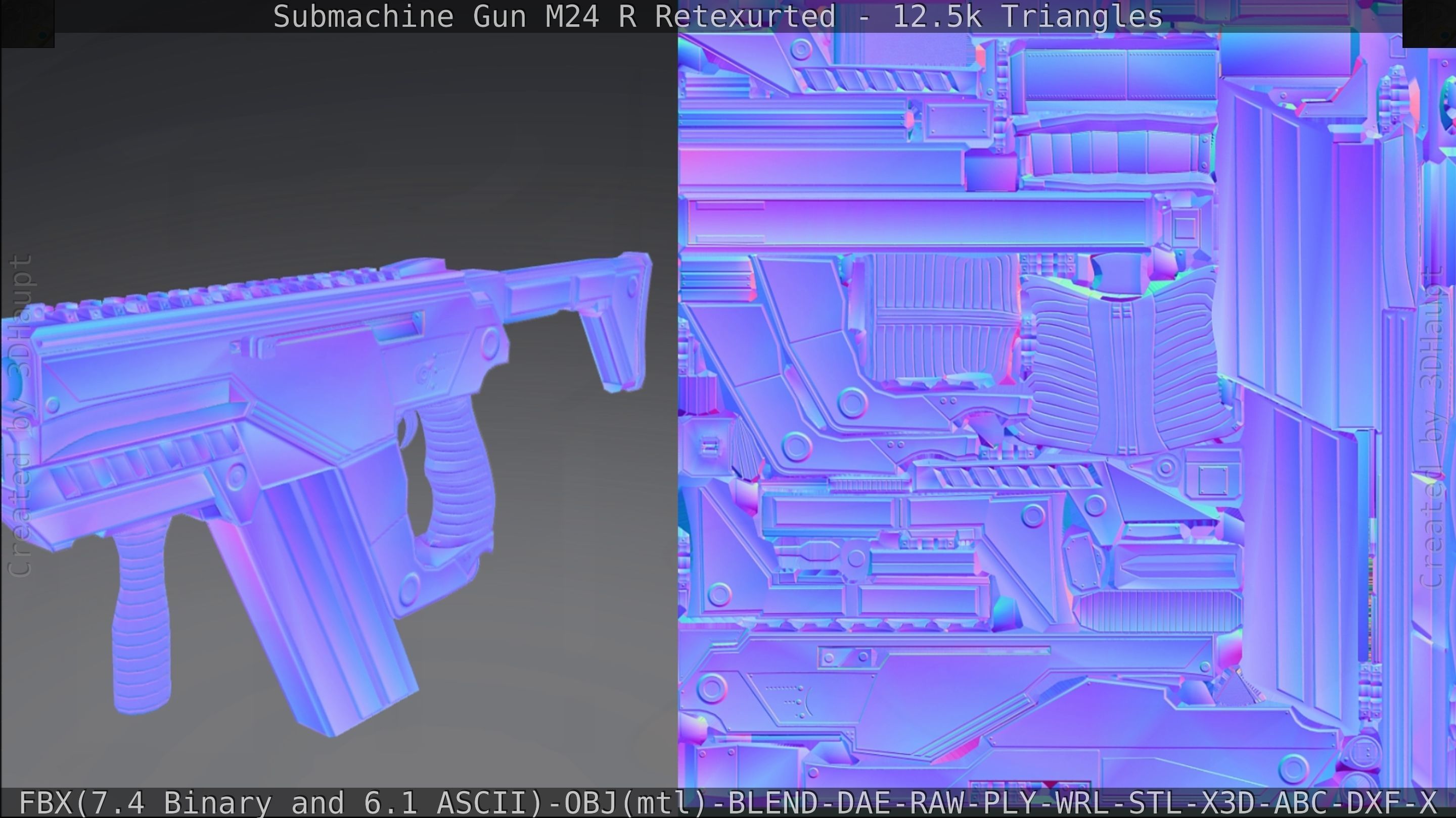 Submachine Gun M24 R Retexurted Low-poly 3D model_354