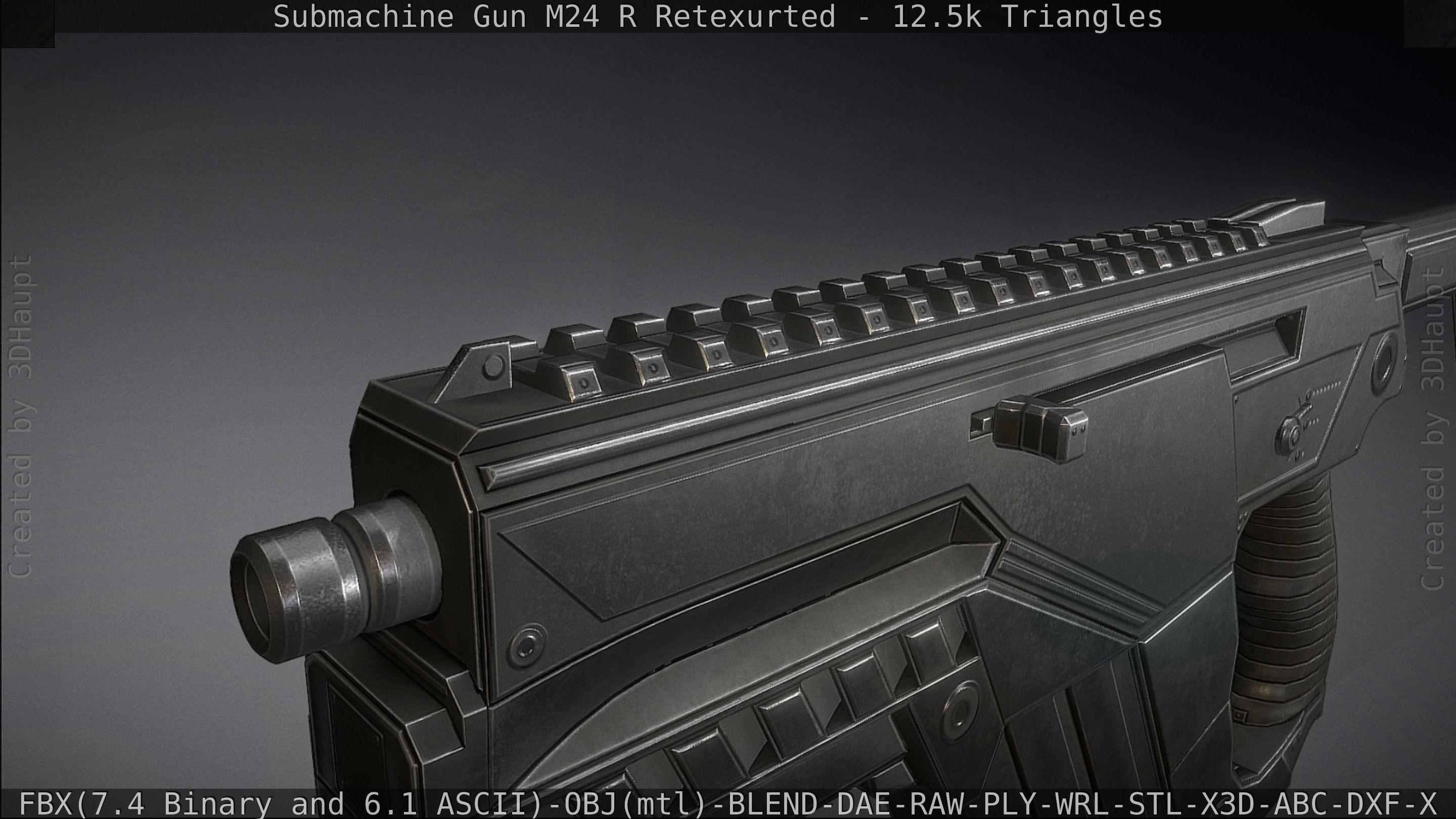 Submachine Gun M24 R Retexurted Low-poly 3D model_45