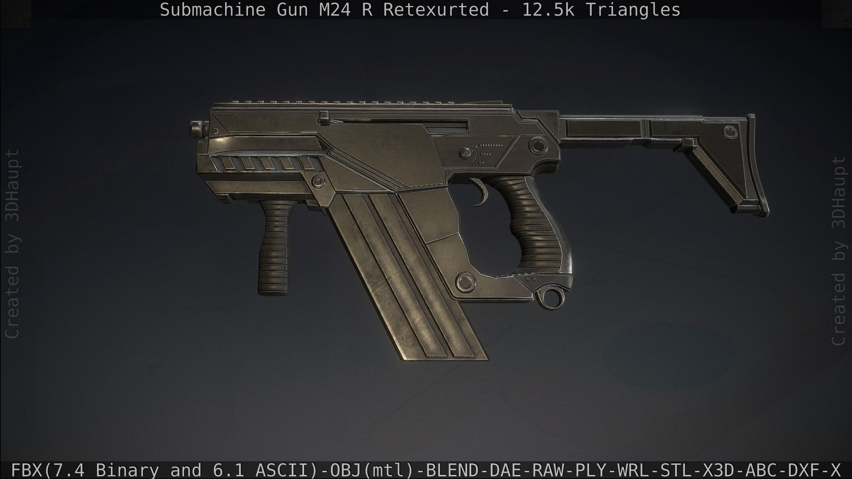 Submachine Gun M24 R Retexurted Low-poly 3D model_169