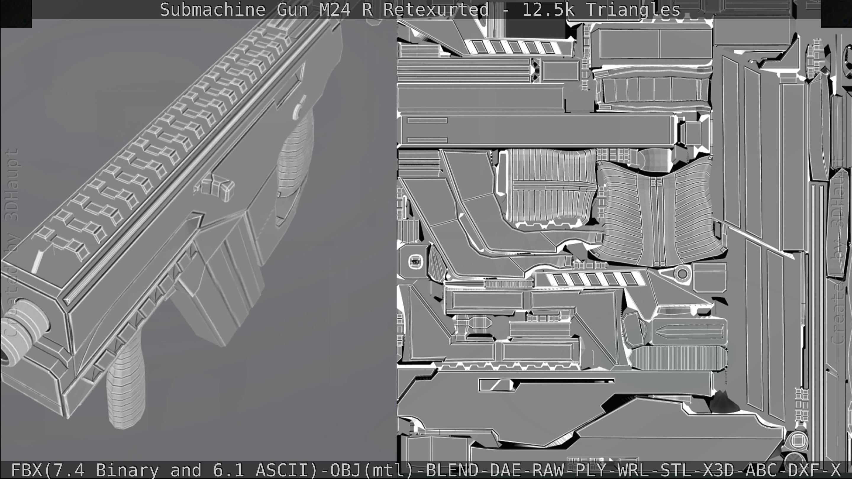 Submachine Gun M24 R Retexurted Low-poly 3D model_363