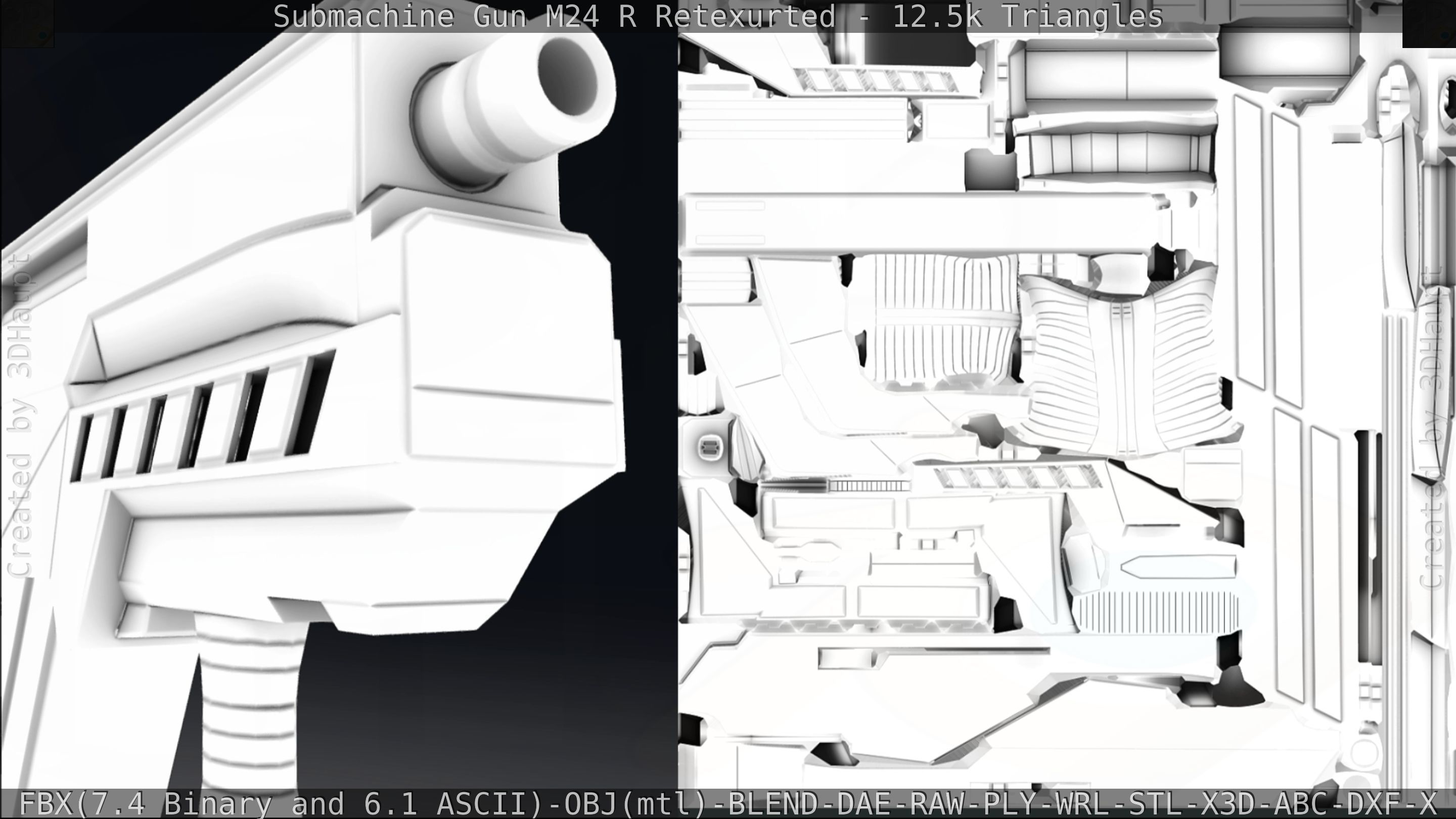 Submachine Gun M24 R Retexurted Low-poly 3D model_326