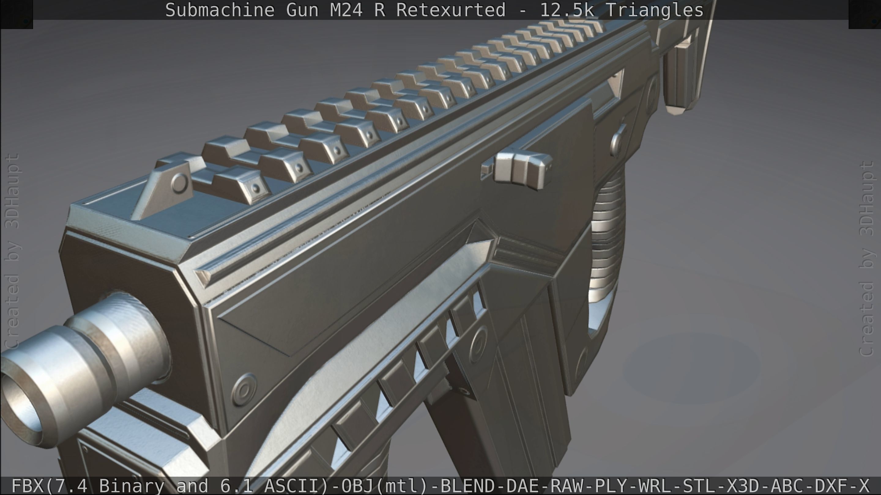 Submachine Gun M24 R Retexurted Low-poly 3D model_409