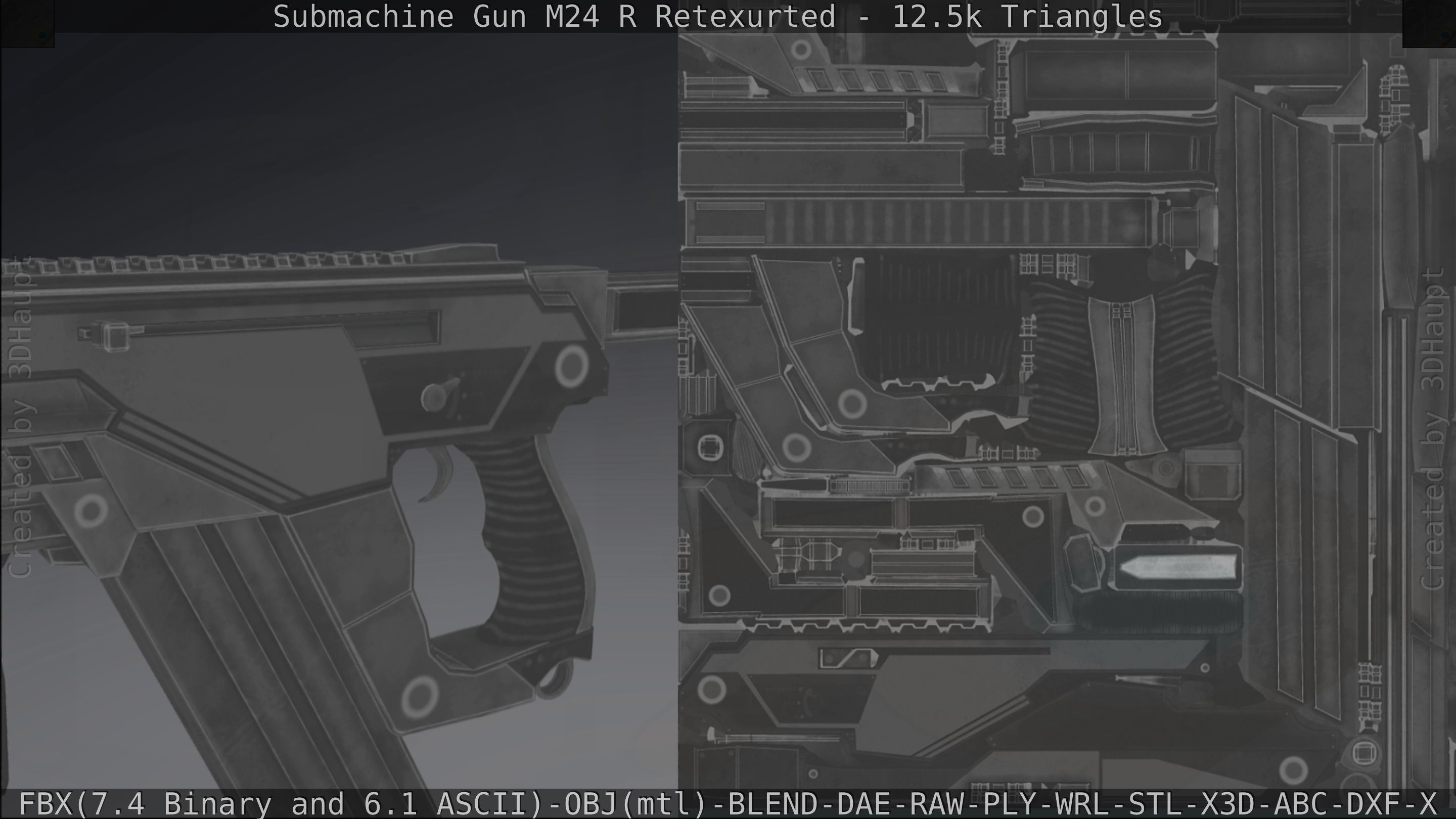 Submachine Gun M24 R Retexurted Low-poly 3D model_383