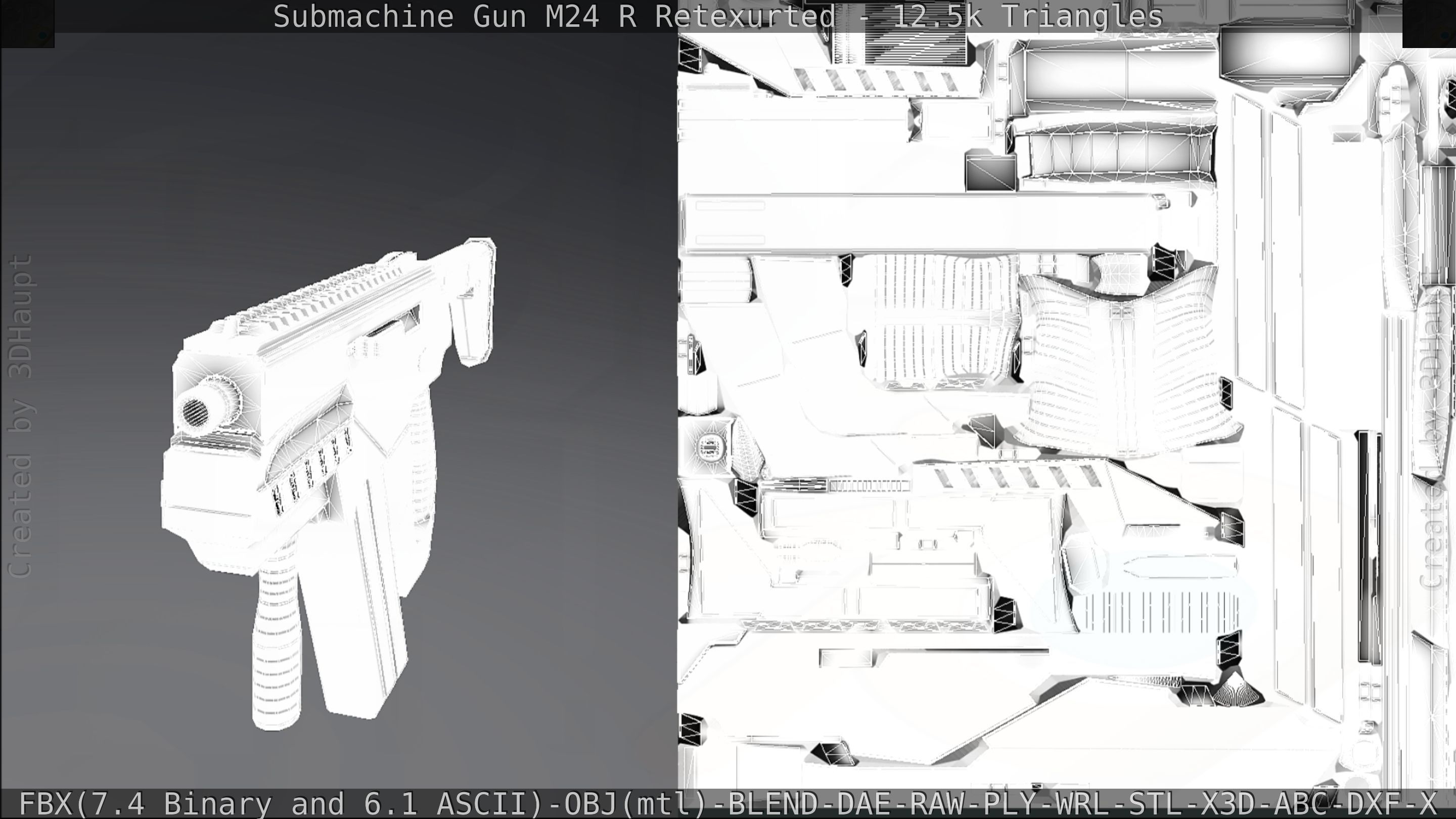 Submachine Gun M24 R Retexurted Low-poly 3D model_314