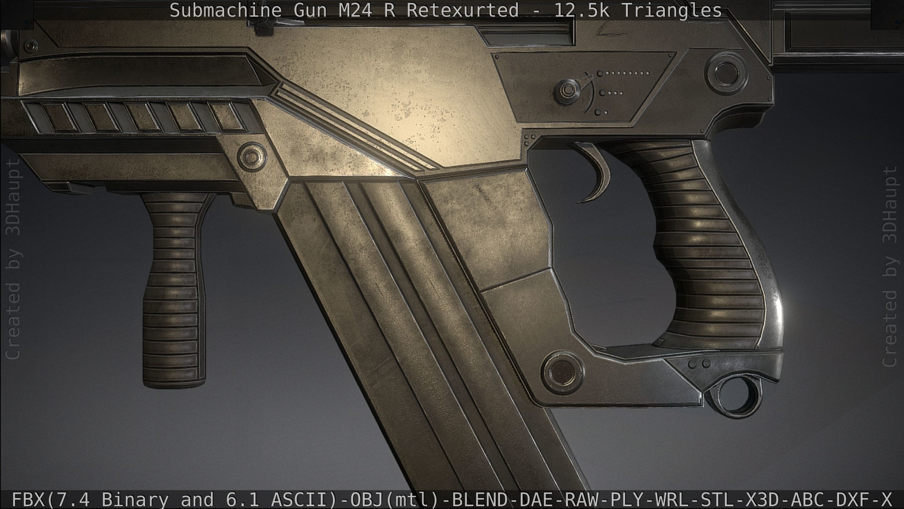 Submachine Gun M24 R Retexurted Low-poly 3D model_164