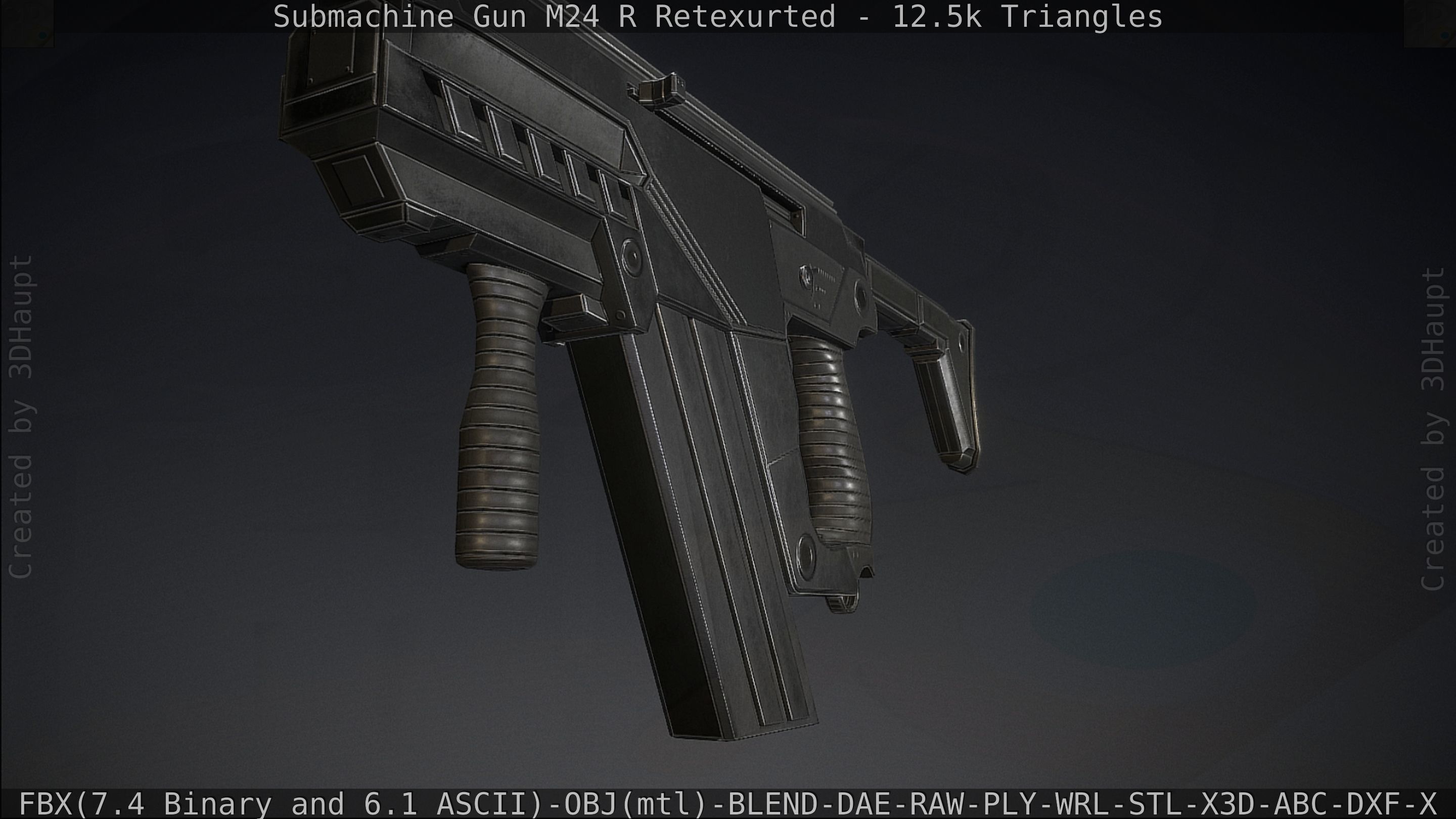 Submachine Gun M24 R Retexurted Low-poly 3D model_187