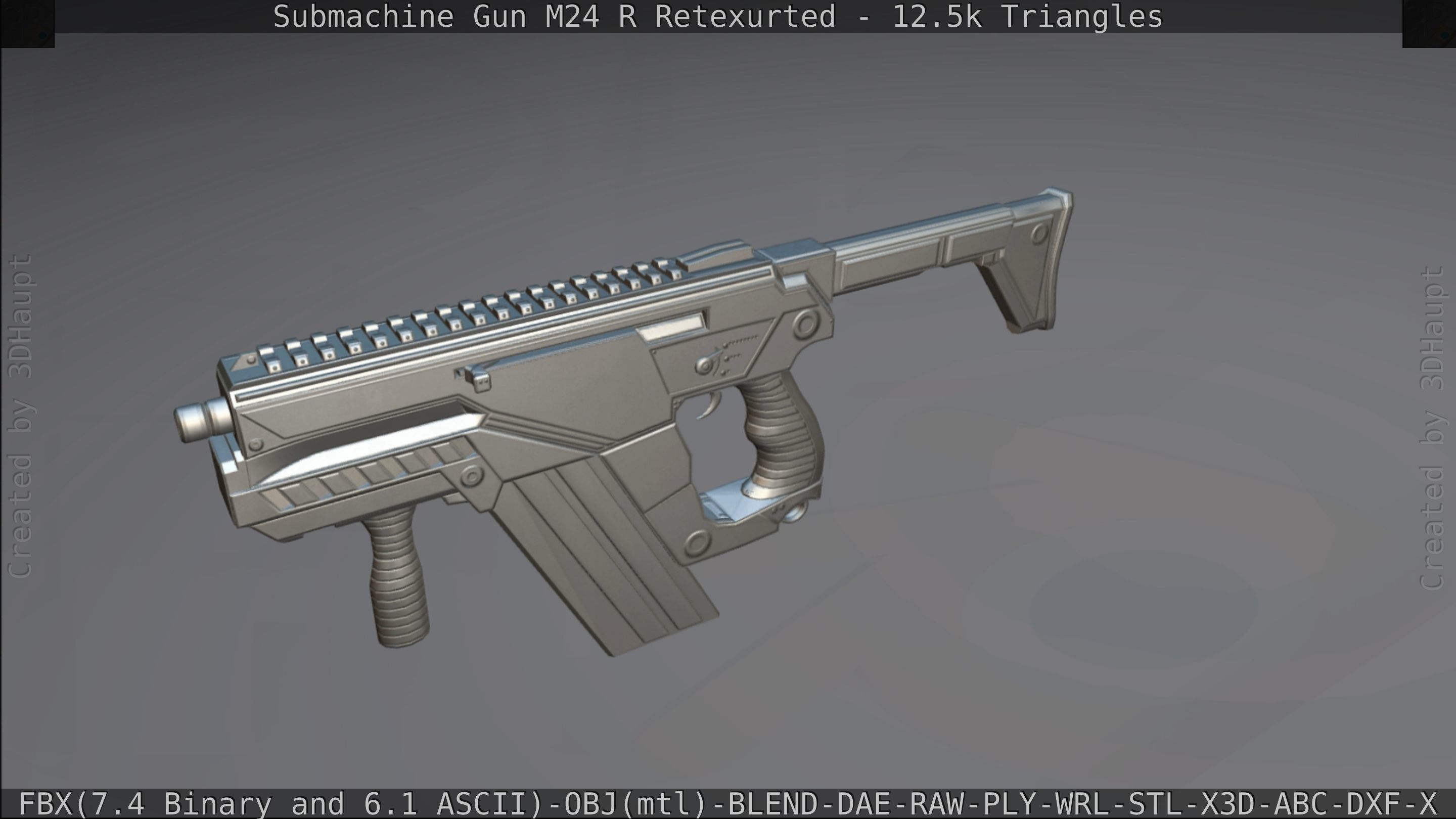 Submachine Gun M24 R Retexurted Low-poly 3D model_425